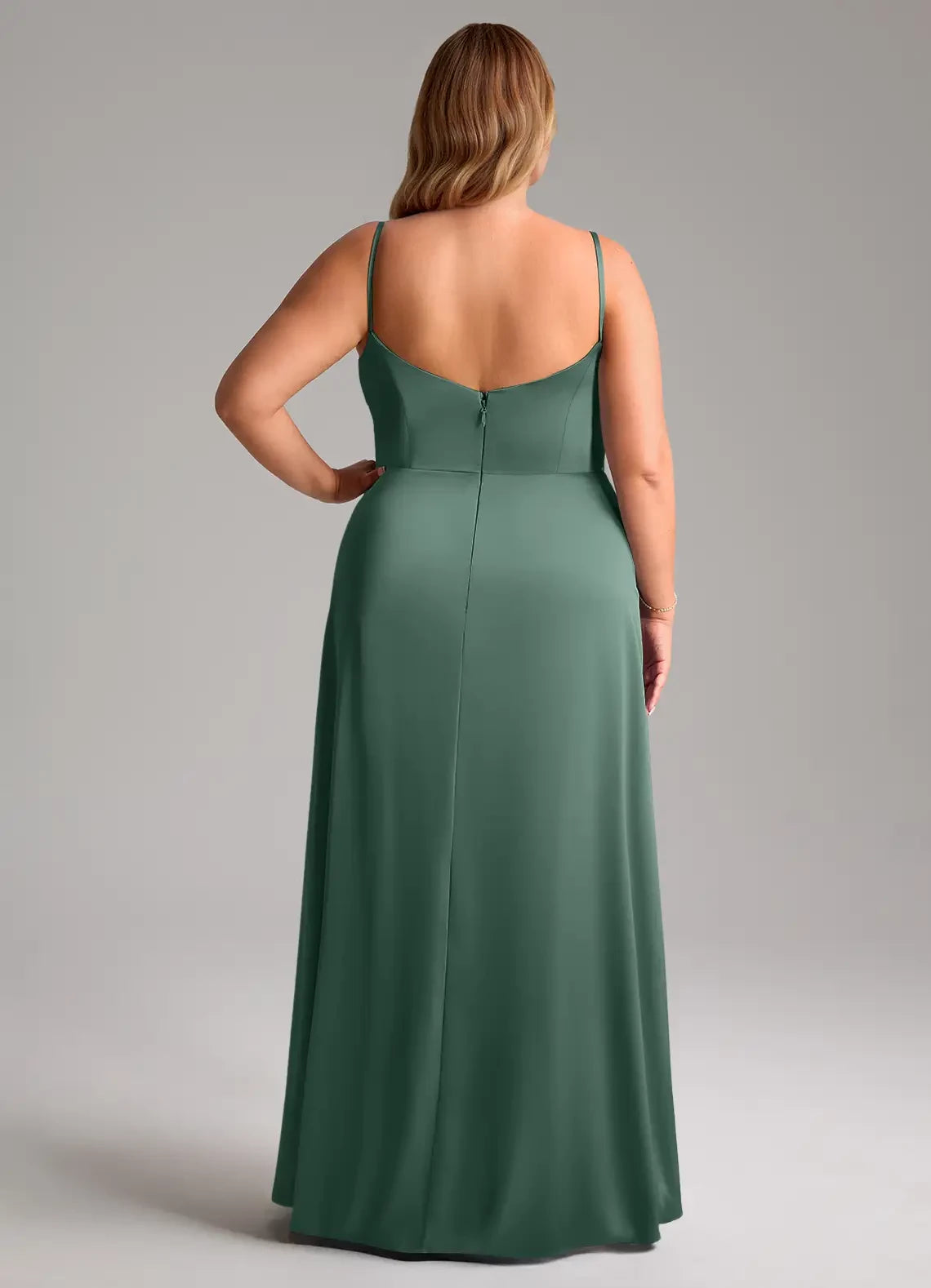 Stunning Plus Size Sheath Sweetheart Neck Spaghetti Strap Open Back Floor Length Bridesmaid Dress