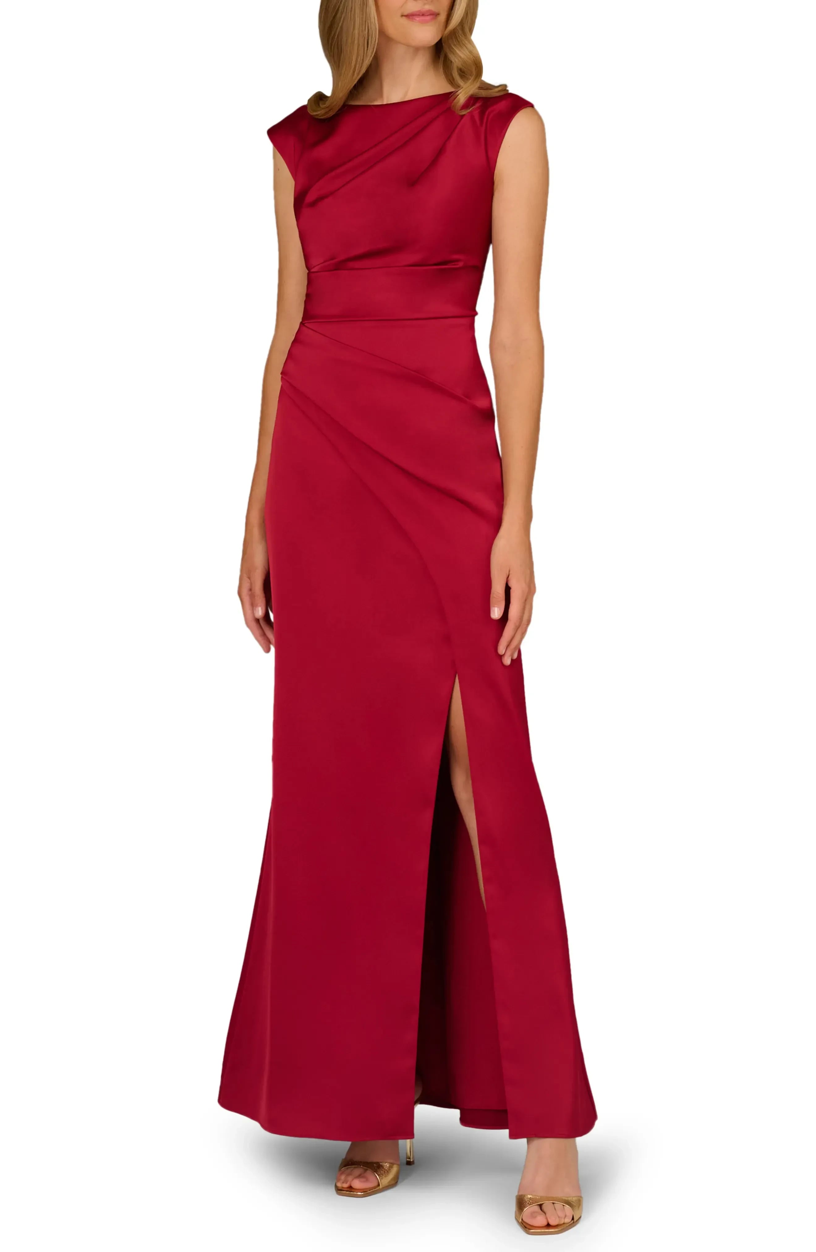 Stunning Sheath Boat Neck Cap Sleeve Zipper Back Floor Length Evening Dress