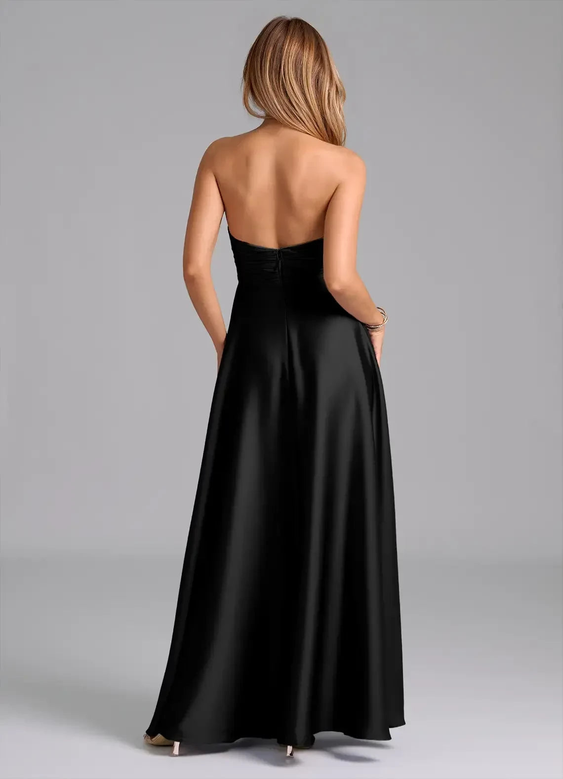 Stunning Sheath Halter Neck Sleeveless Open Back Floor Length Bridesmaid Dress