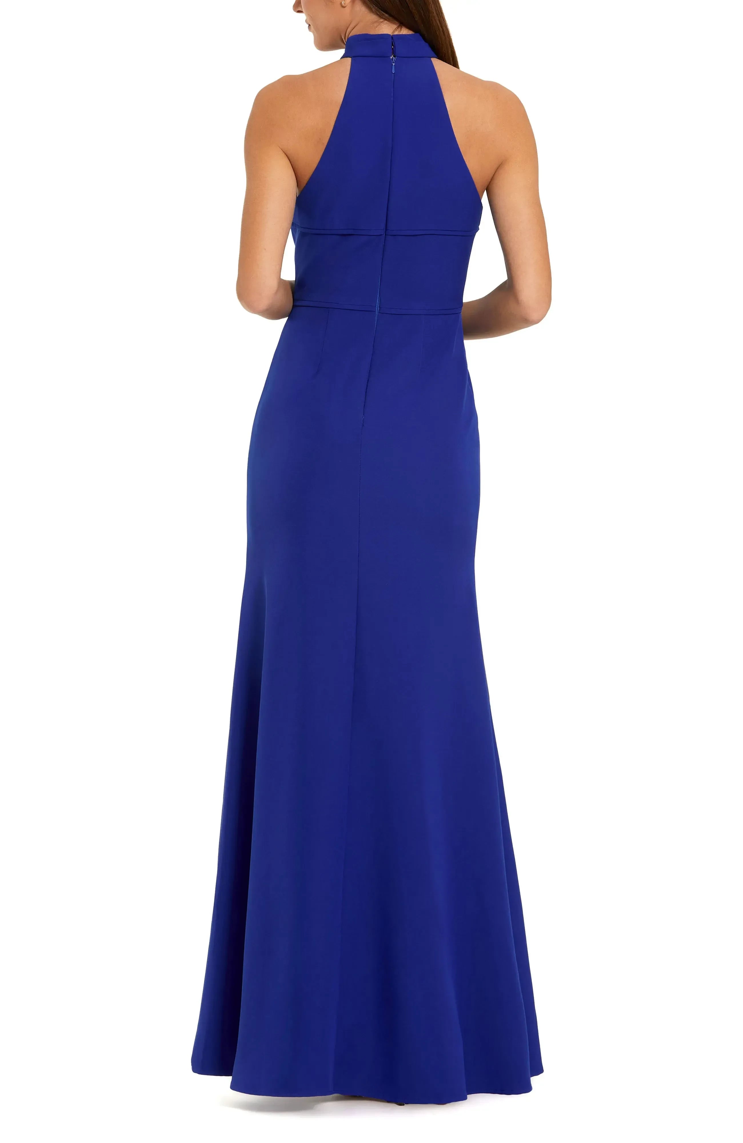 Stunning Sheath Halter Neck Sleeveless Zipper Back Floor Length Bridesmaid Dress