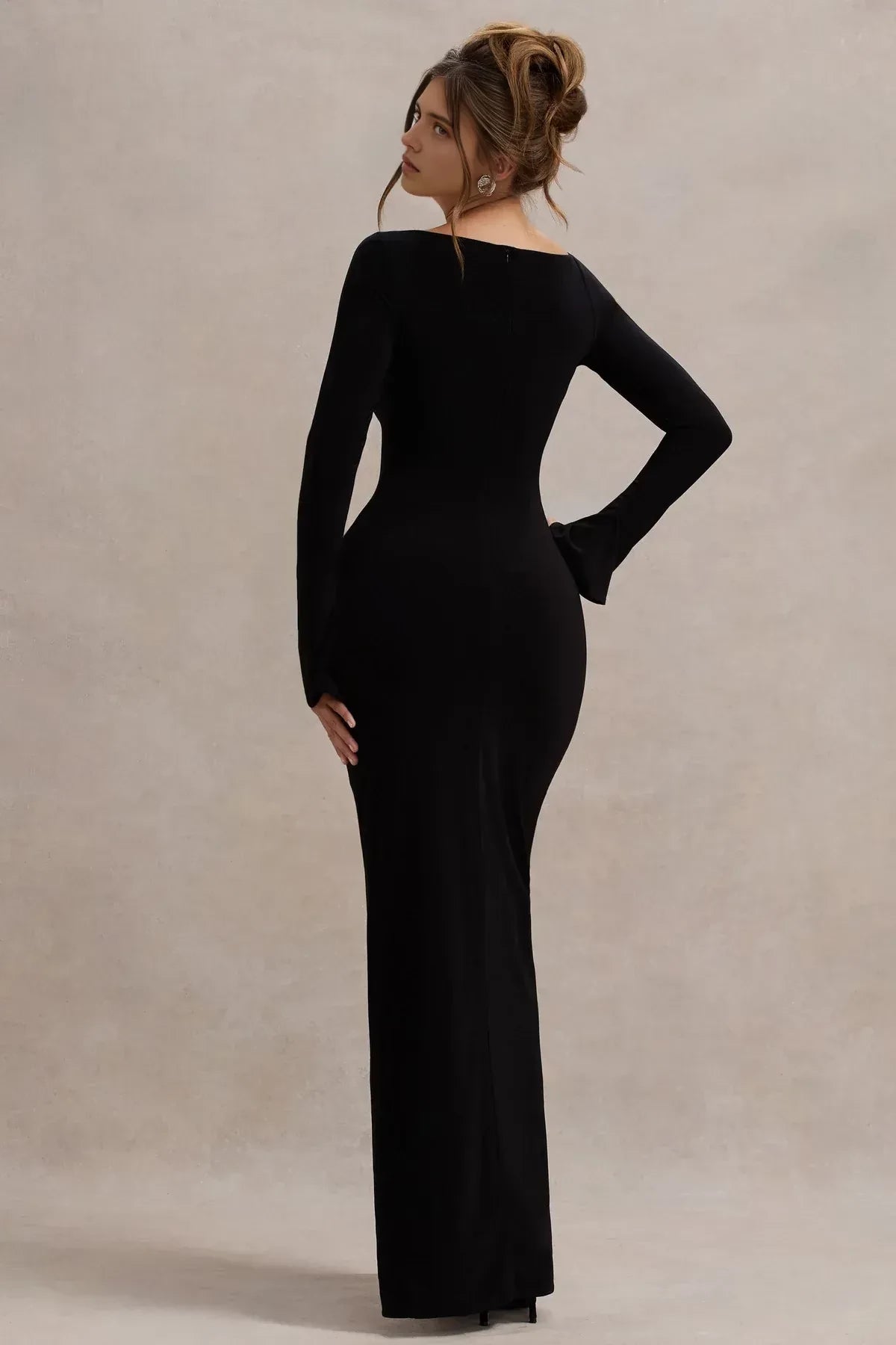 Stunning Sheath One Shoulder Long Sleeve Zip Back Floor Length Evening Dress