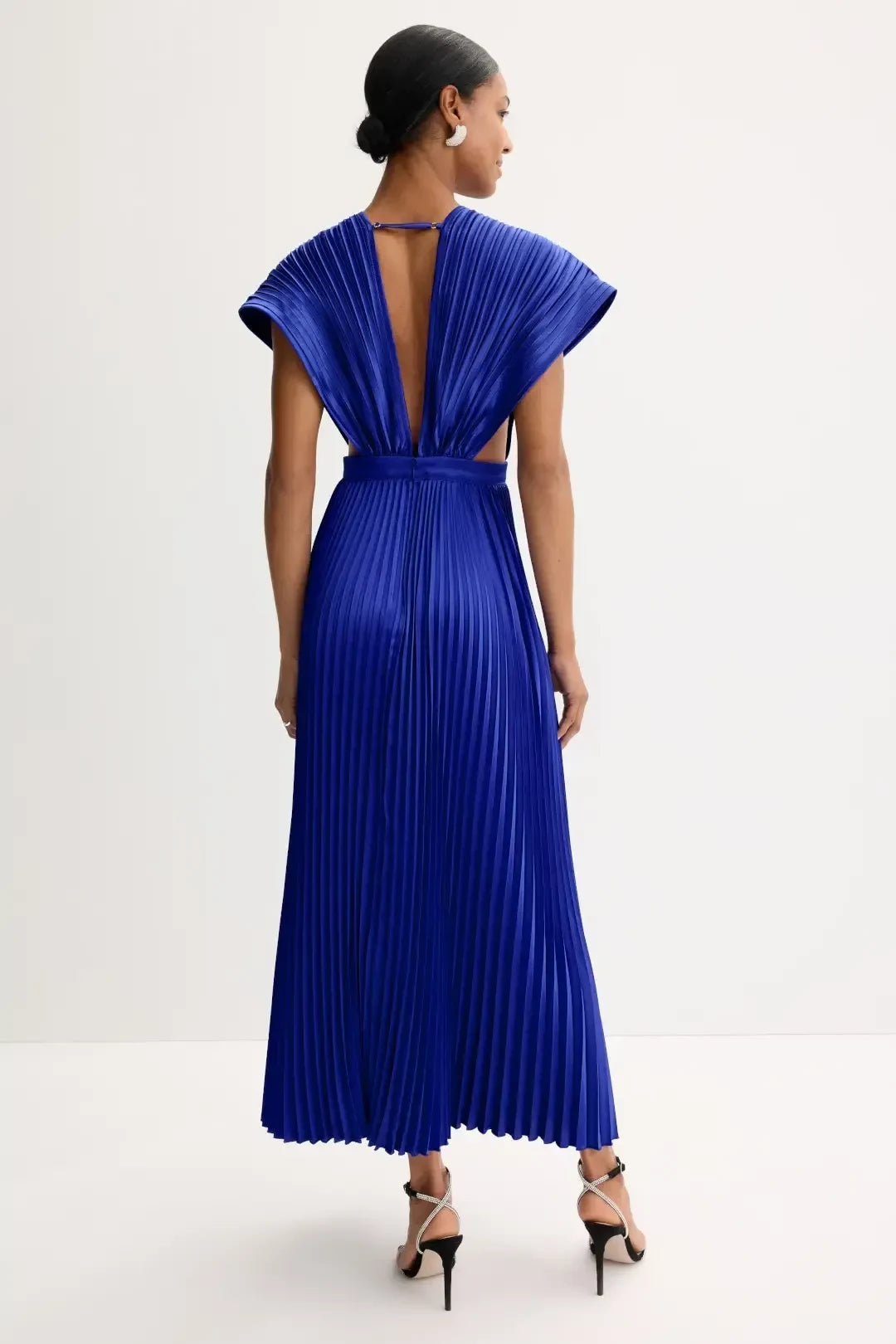 Stunning Sheath Plunging V Neck Cap Sleeve Open Back Floor Length Plus Size Prom Dress