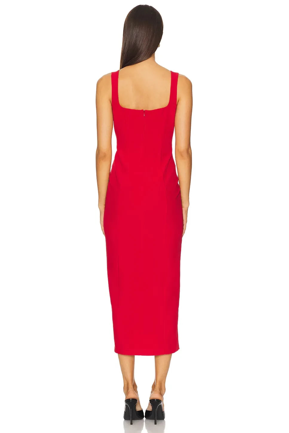 Stunning Sheath Square Neck Sleeveless Zipper Back Midi Length Evening Dress