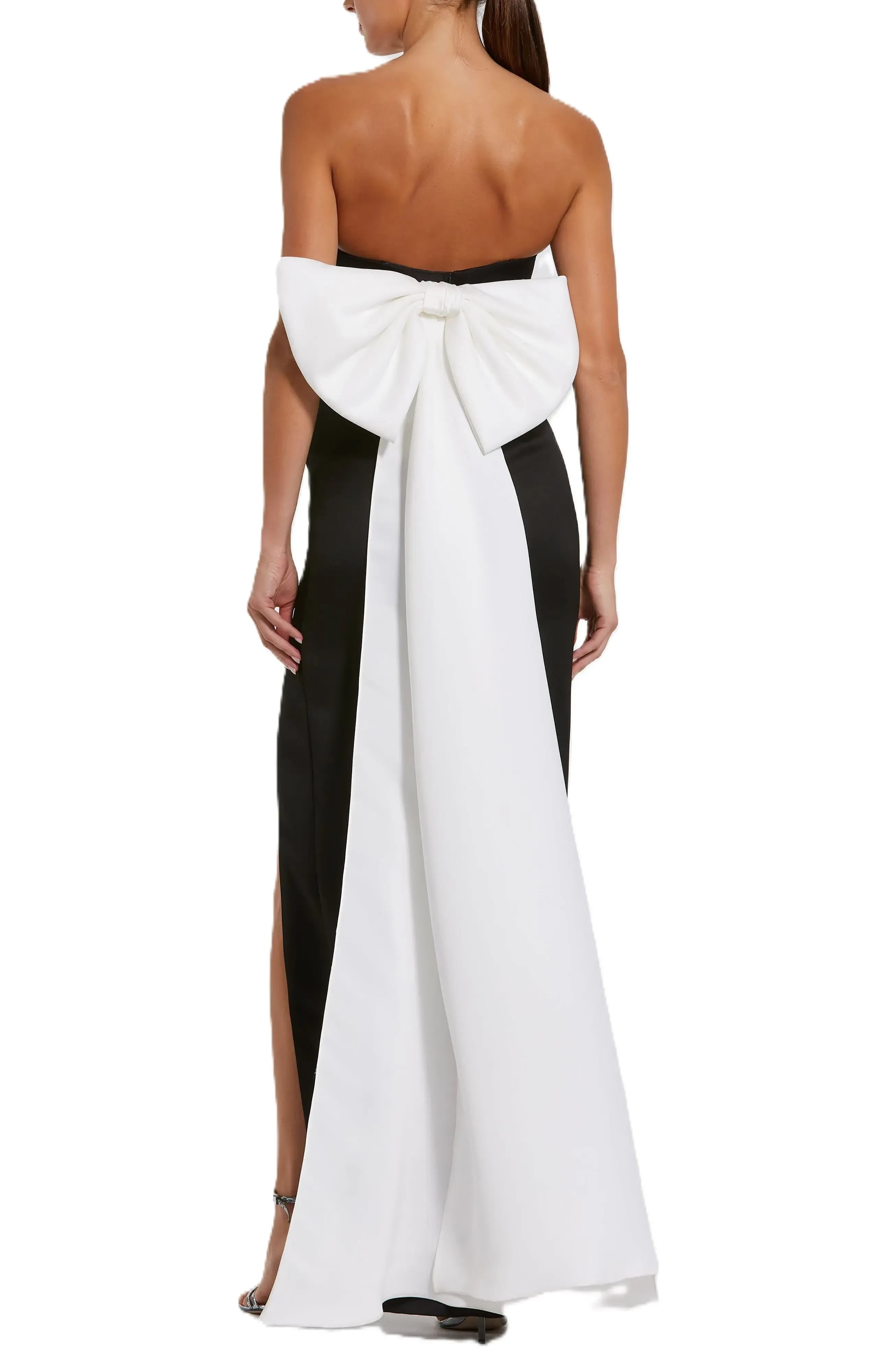 Stunning Sheath Strapless Sleeveless Bow Back Floor Length Evening Dress