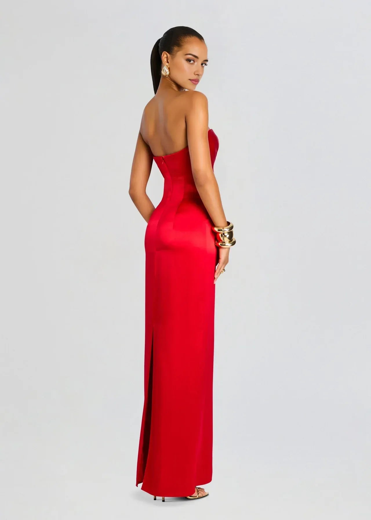 Stunning Sheath Strapless Sleeveless Knot Front Floor Length Plus Size Evening Dress