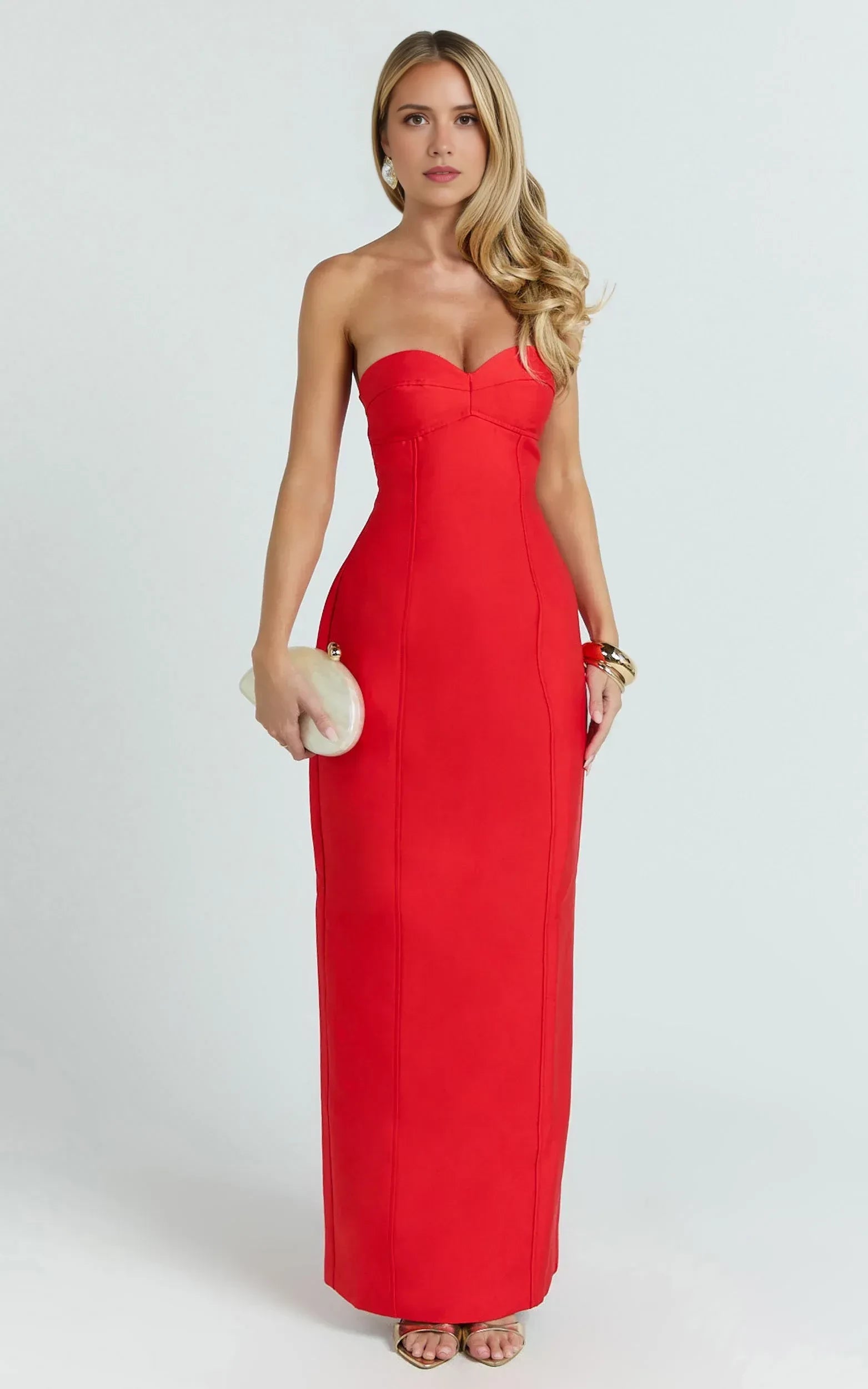 Stunning Sheath Strapless Sleeveless Open Back Floor Length Plus Size Evening Dress