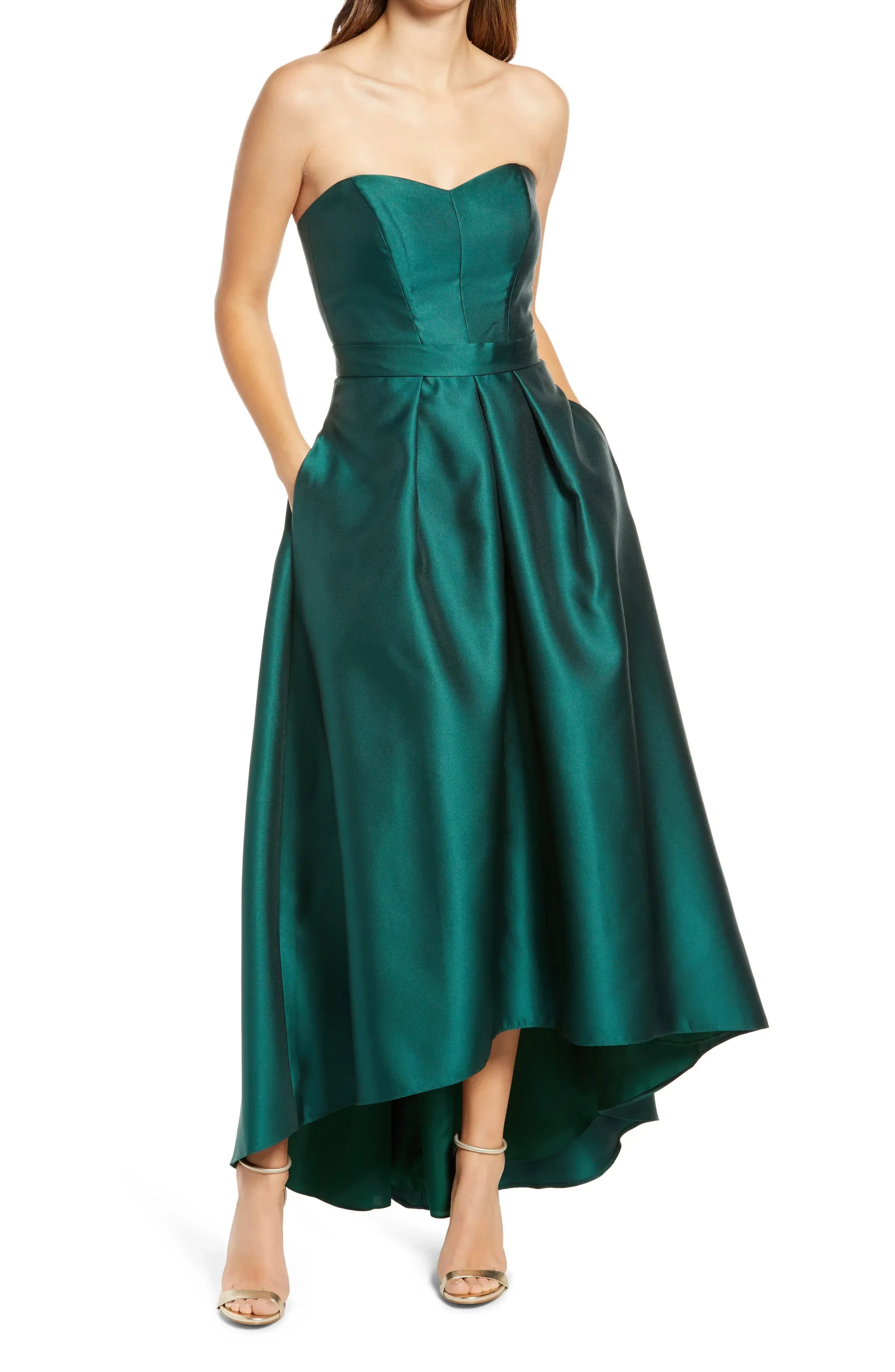 Stunning Sheath Strapless Sleeveless Zipper Back High Low Evening Dress