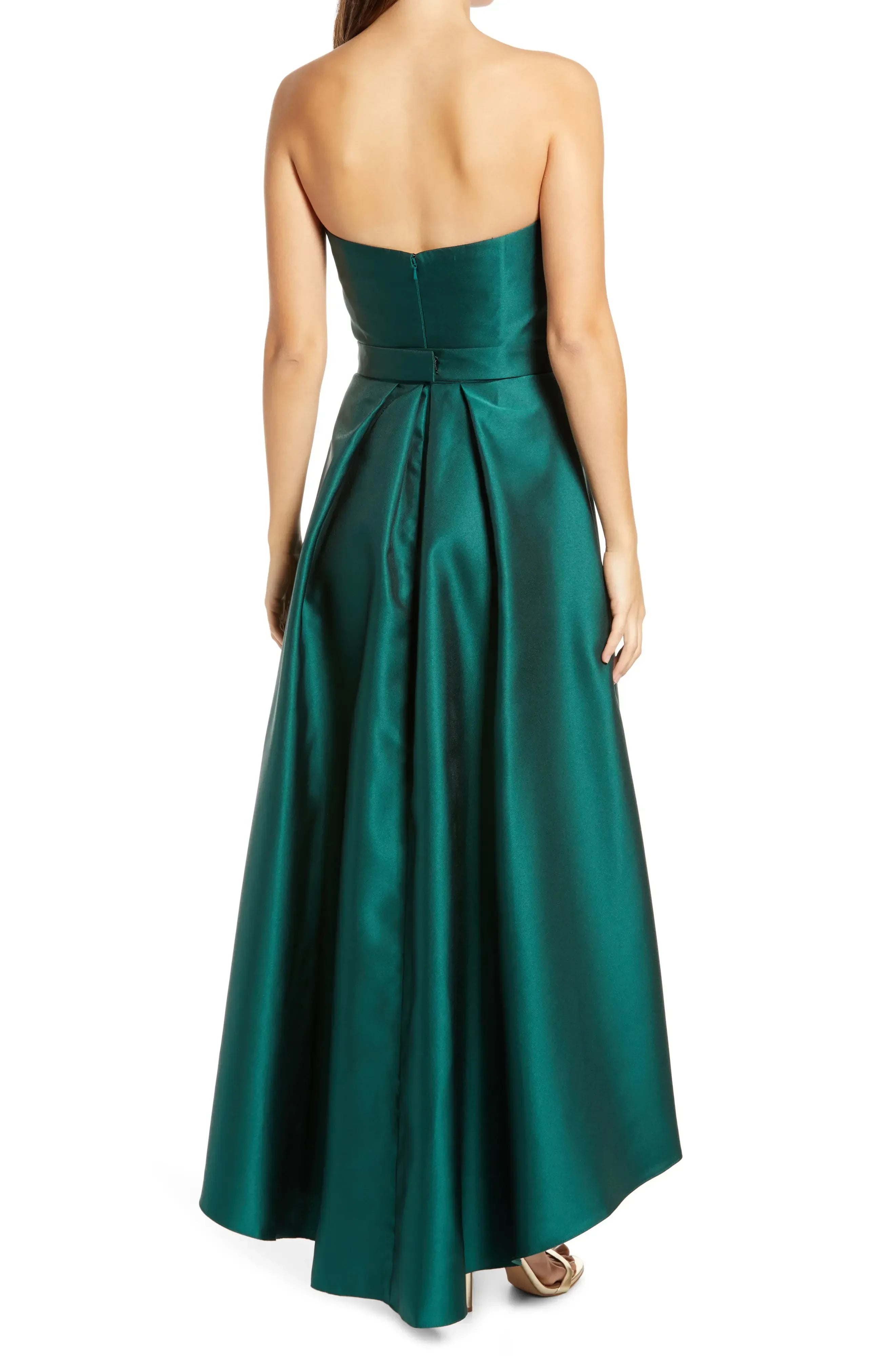 Stunning Sheath Strapless Sleeveless Zipper Back High Low Evening Dress