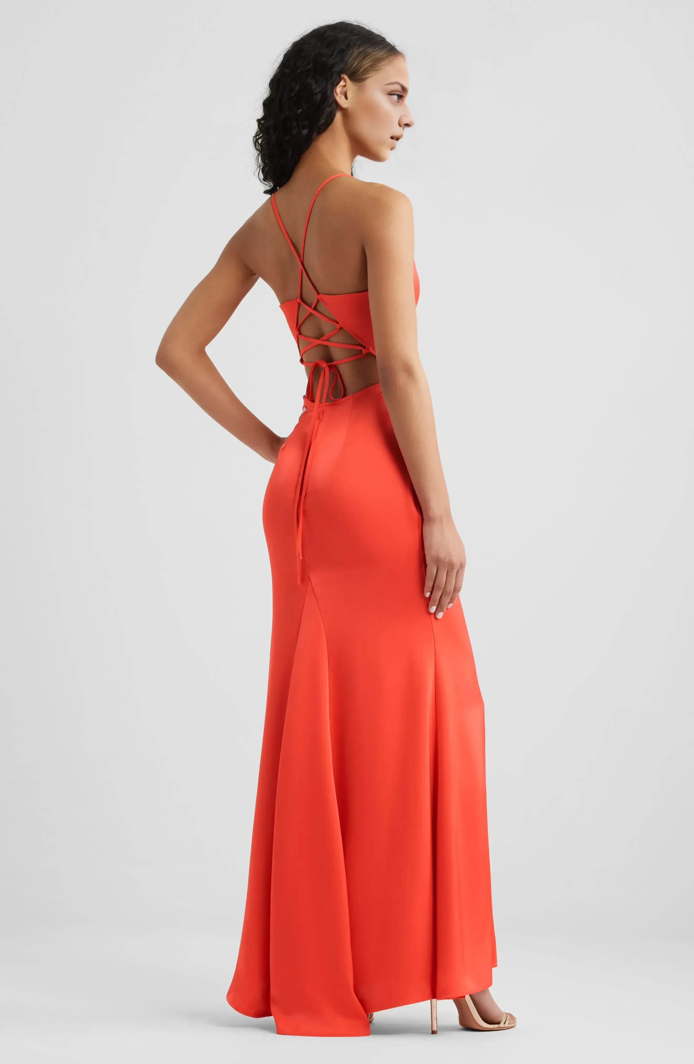 Stunning Sheath V Neck Sleeveless Lace Up Back Floor Length Evening Dresses