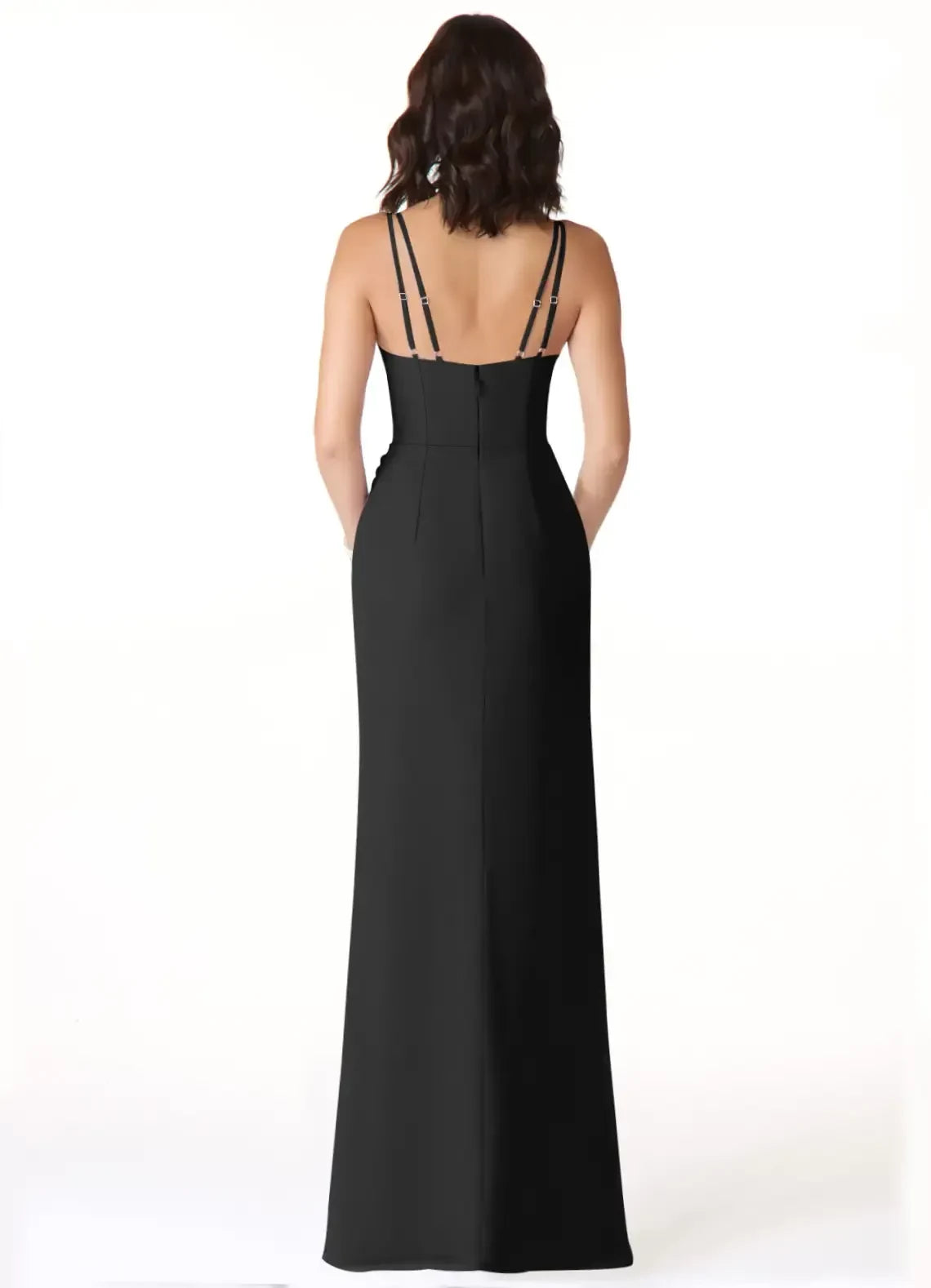 Stunning Sheath V Neck Spaghetti Strap Zipper Back FloorLength Bridesmaid Dress