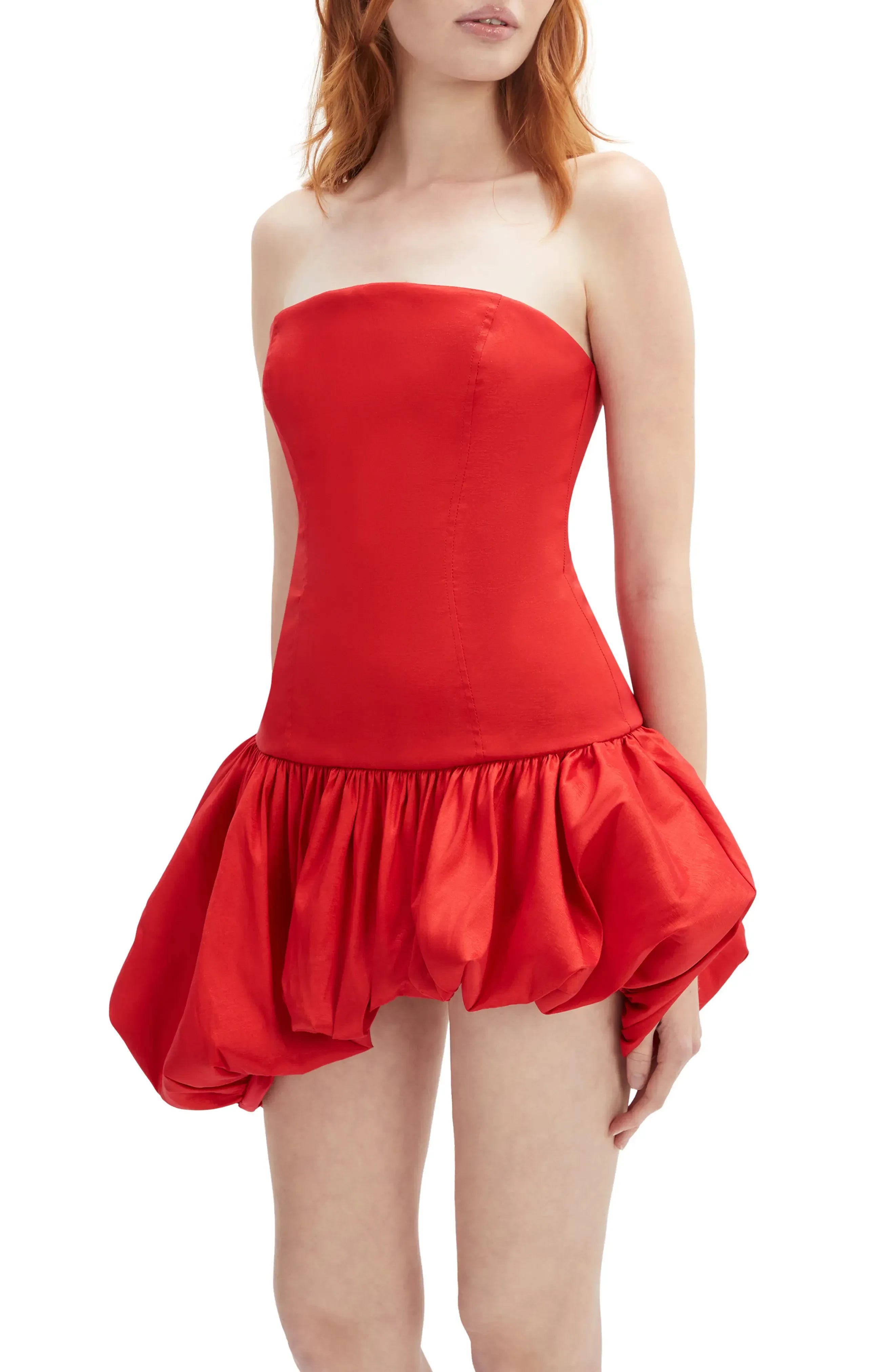 Stunning Strapless Bubble Hem Zip Back Short Length Homecoming Dress
