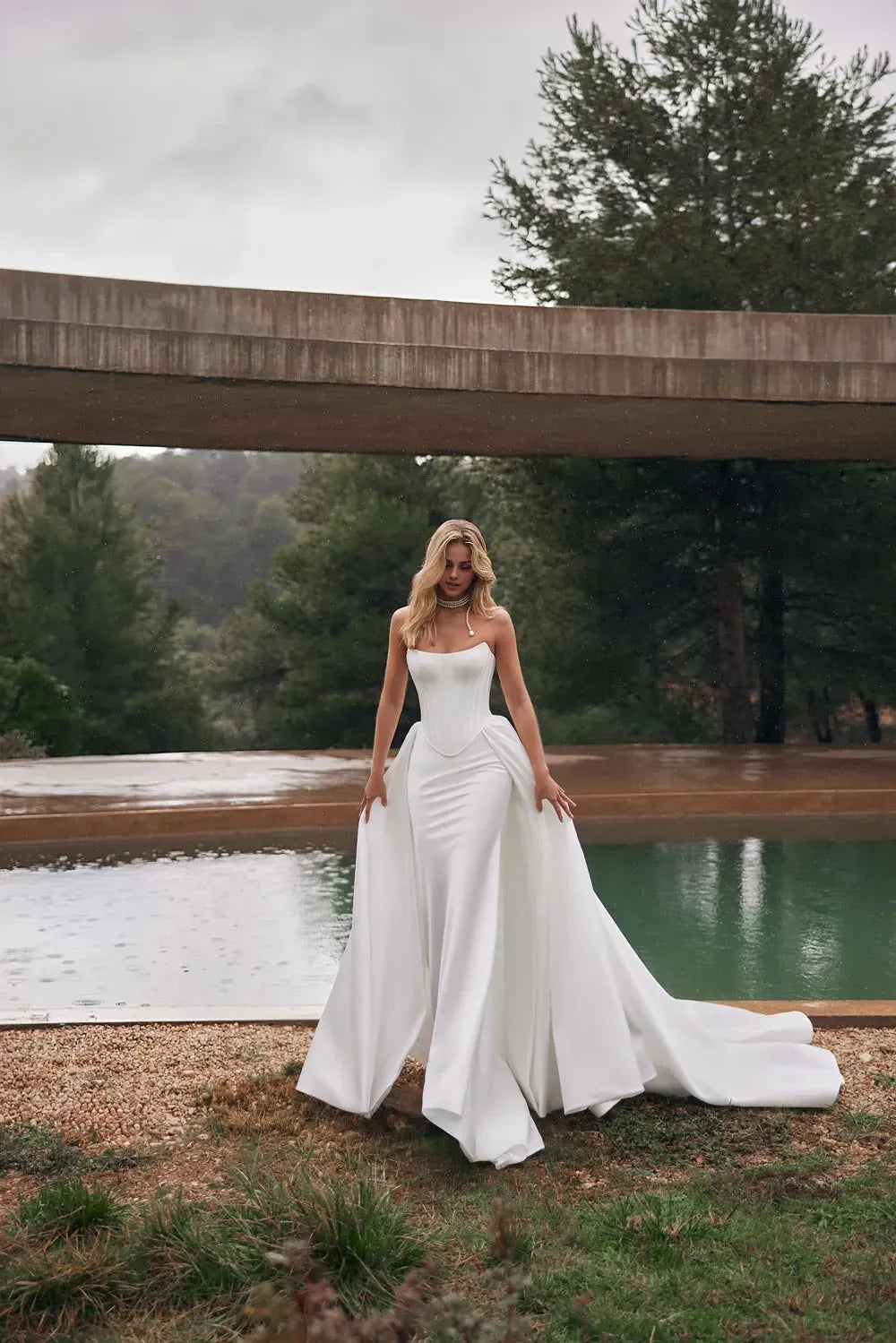 Stunning Strapless Mermaid Lace Up Back Train Length Wedding Dress