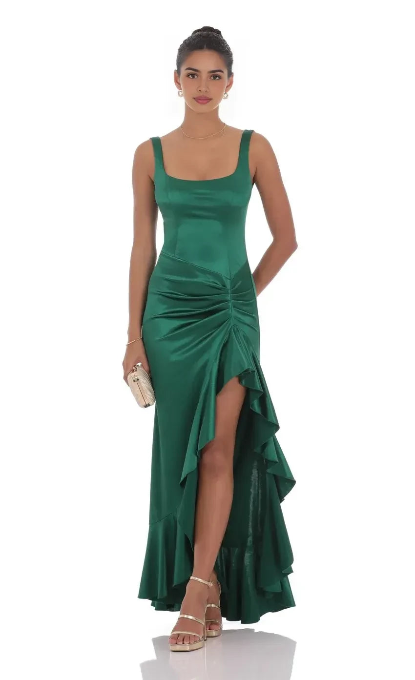 Stunning Trumpet Square Neck Sleeveless Scoop Back Floor Length Evening Dress