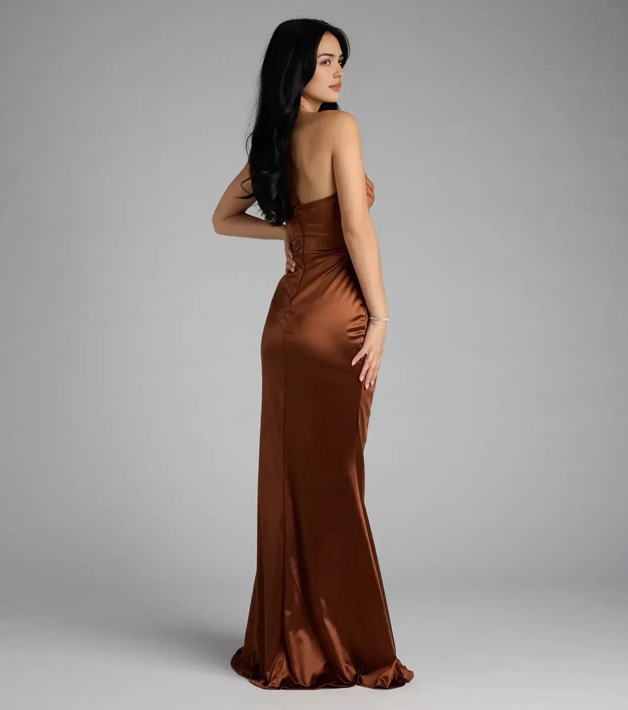 Stunning Trumpet Strapless Sleeveless Open Back Floor Length Prom Dress