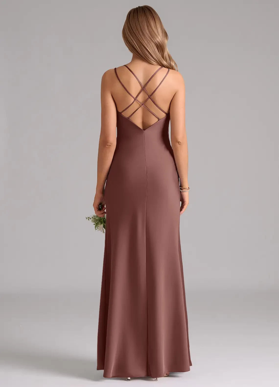 Stunning Trumpet Sweetheart Neck Spaghetti Strap Crisscross Back Floor Length Bridesmaid Dress