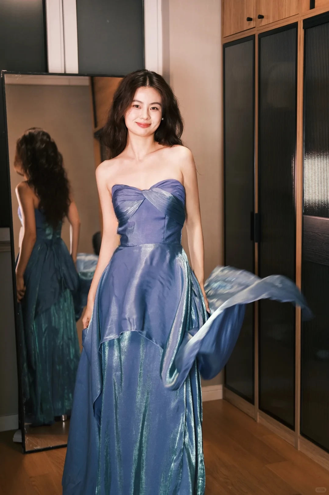 Stunning Blue Sweetheart Neck Satin Sleeveless Off-the-shoulder Back strap Long Prom Dress Cocktail Dress Homecoming Dress Evening Dress Party Dress