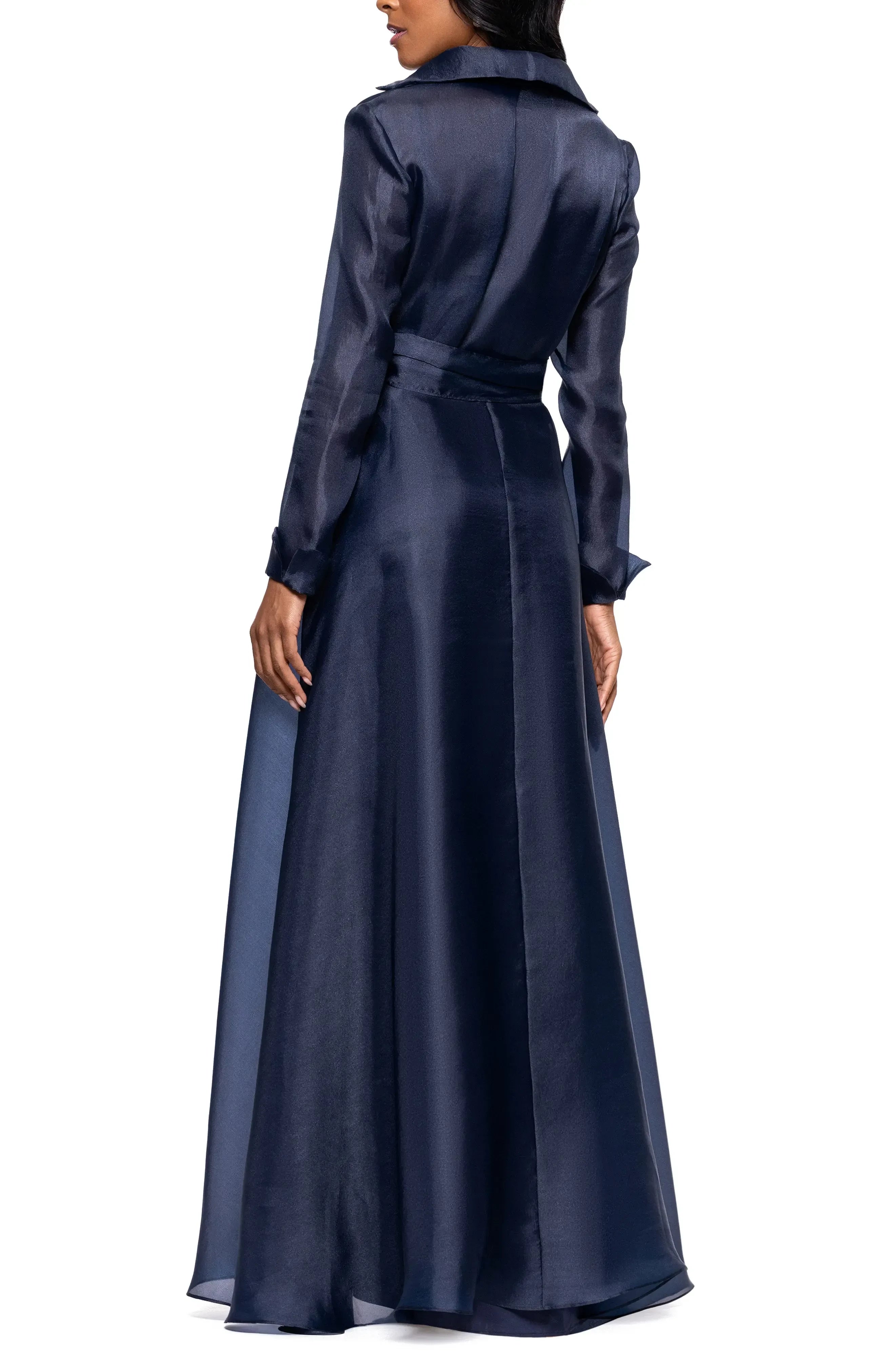 Stylish A Line Shirt Collar Long Sleeve Zipper Back Floor Length Evening Dress