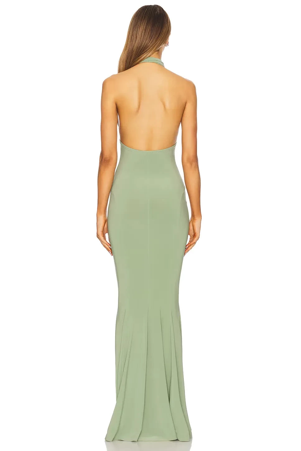 Stylish Mermaid Crisscross Halter Neck Sleeveless Open Back Floor Length Evening Dress