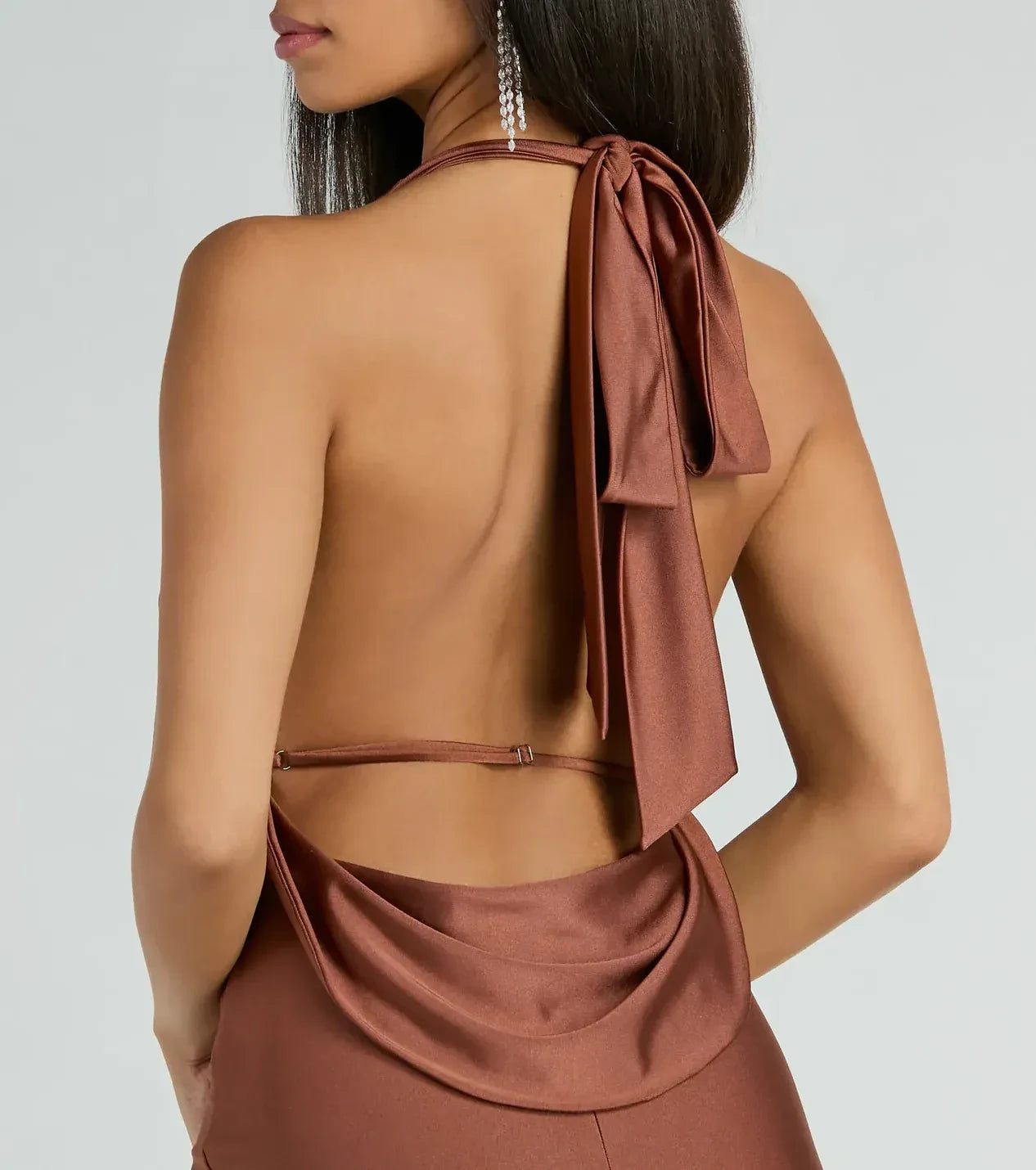 Stylish Mermaid Halter Neck Sleeveless Tie Back Floor Length Prom Dress