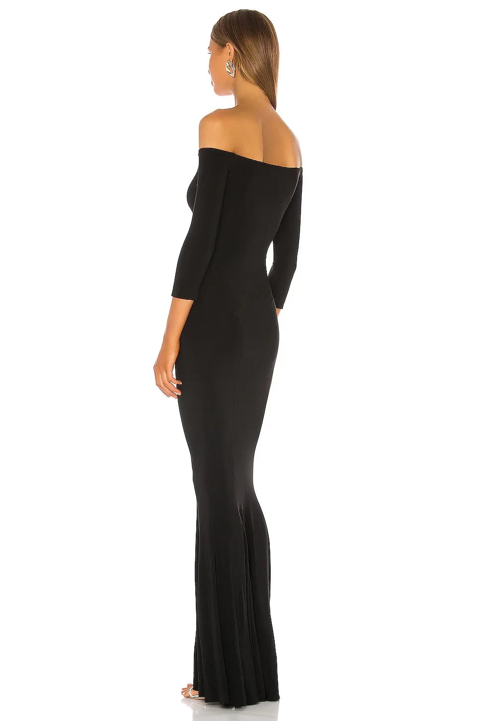 Stylish Mermaid Off Shoulder Three Quarter Sleeve Floor Length Evening Dress