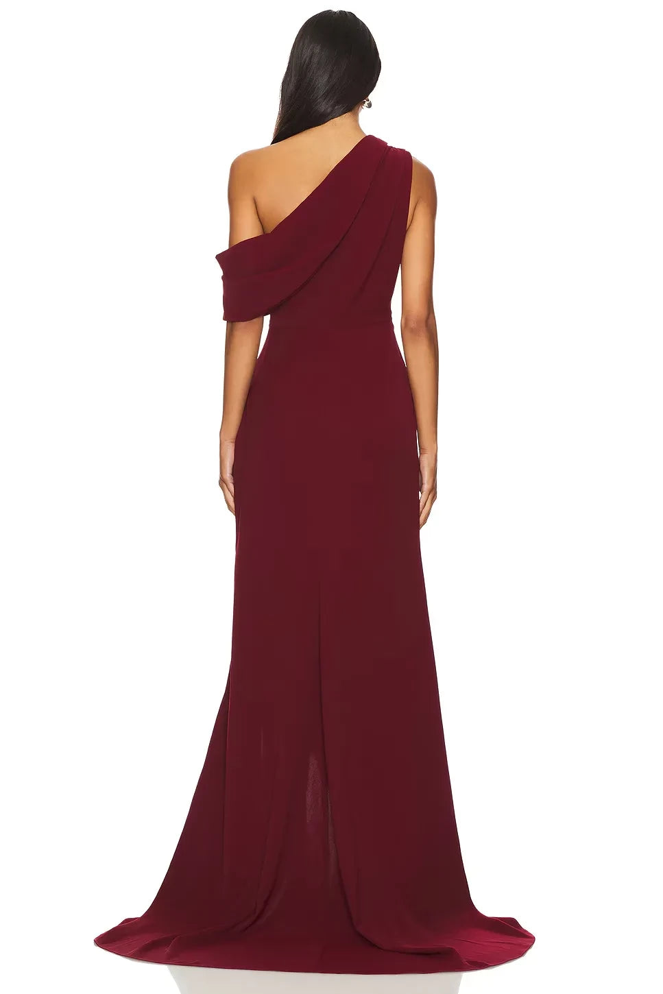 Stylish Mermaid One Shoulder Draped Sleeve Zipper Back Floor Length Evening Dress
