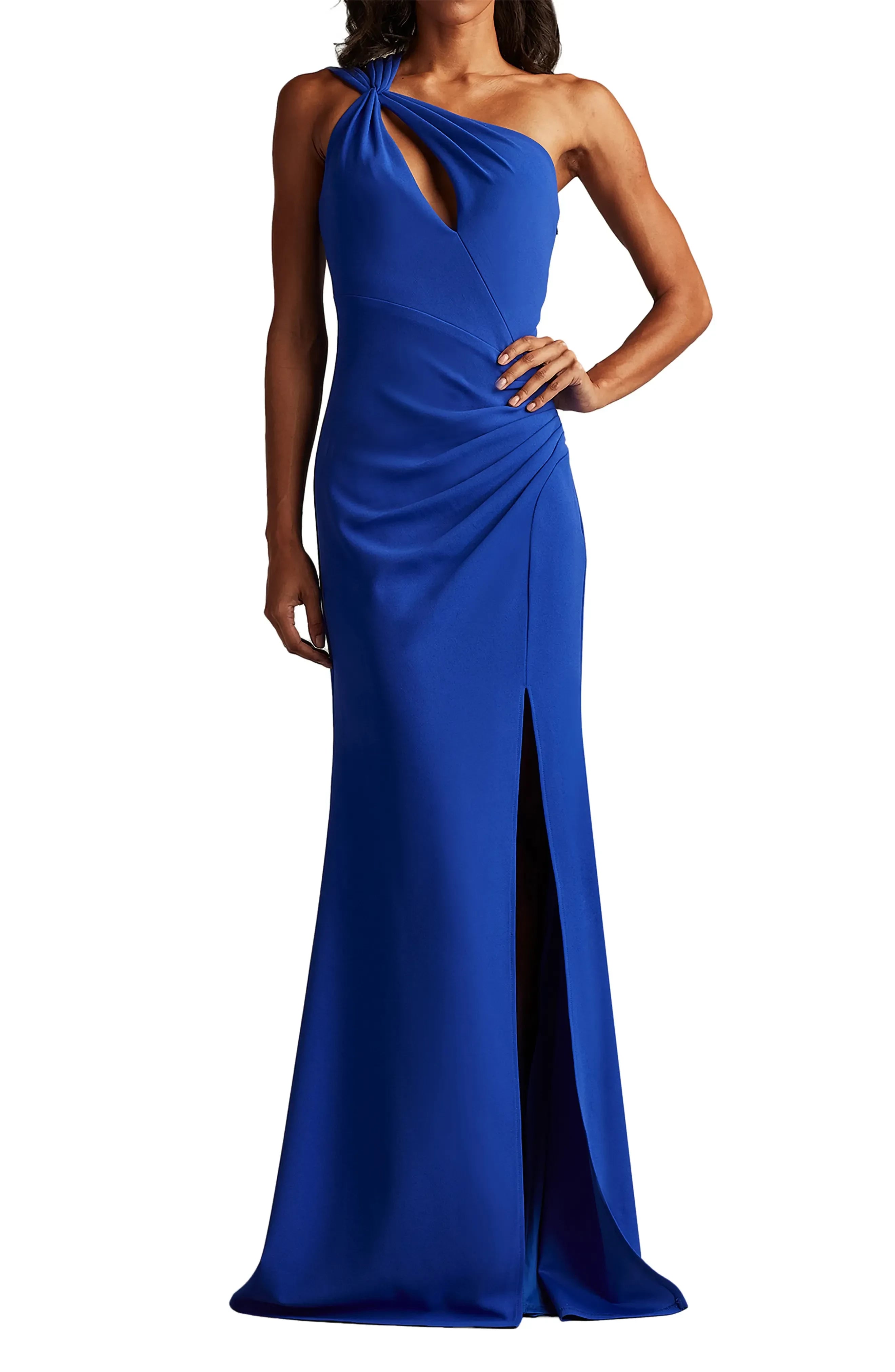 Stylish Mermaid One Shoulder Sleeveless Cutout Back Floor Length Evening Dress
