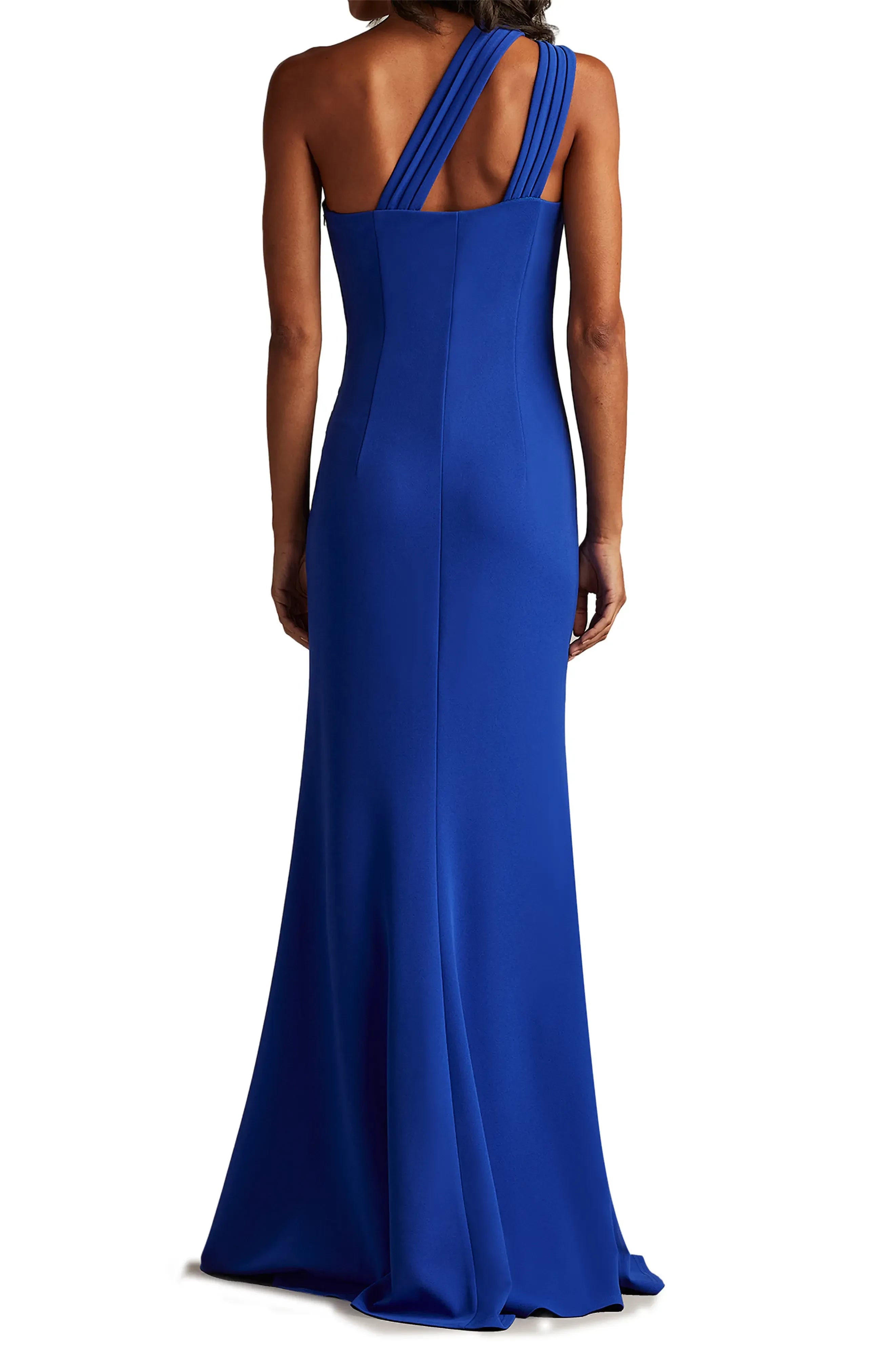 Stylish Mermaid One Shoulder Sleeveless Cutout Back Floor Length Evening Dress