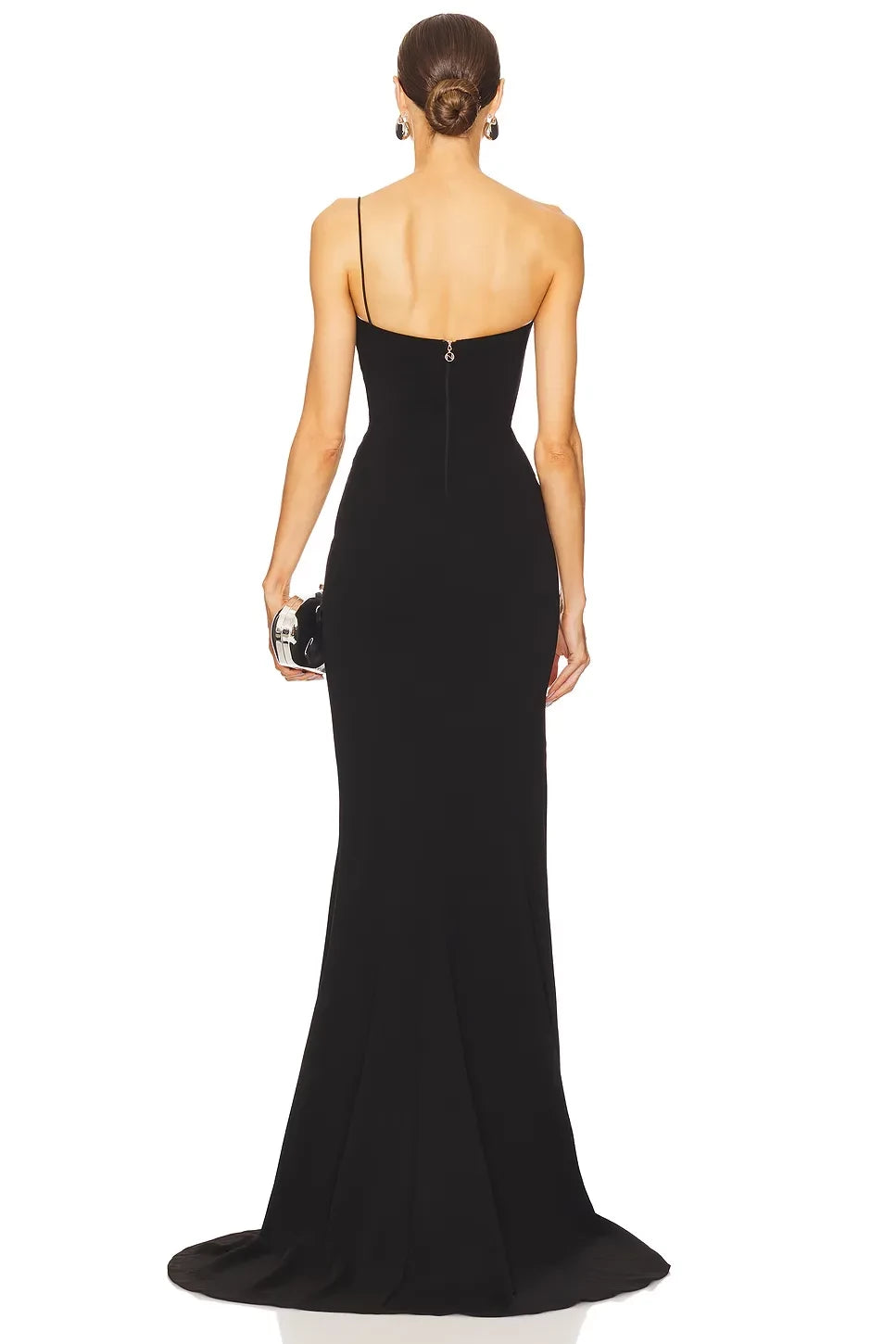 Stylish Mermaid One Shoulder Sleeveless Open Back Slit Front Floor Length Evening Dress