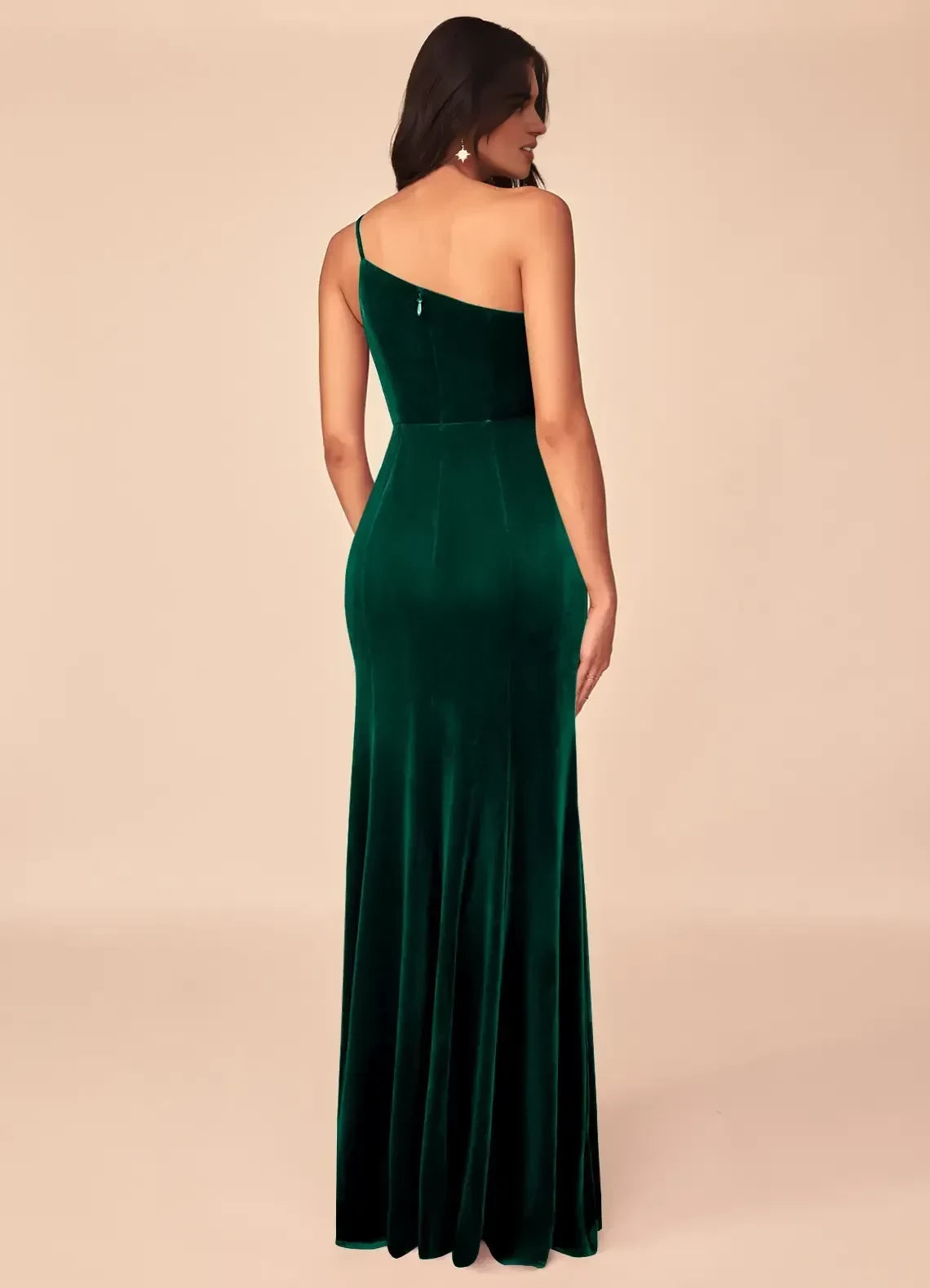 Stylish Mermaid One Shoulder Sleeveless Zipper Back Floor Length Bridesmaid Dress