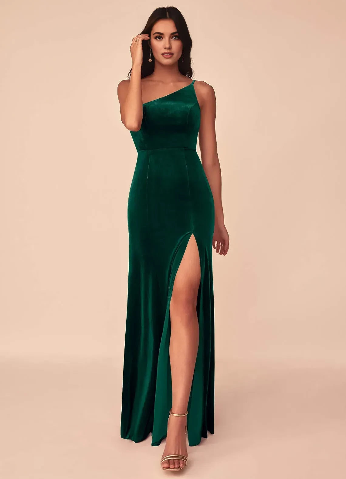 Stylish Mermaid One Shoulder Sleeveless Zipper Back Floor Length Bridesmaid Dress