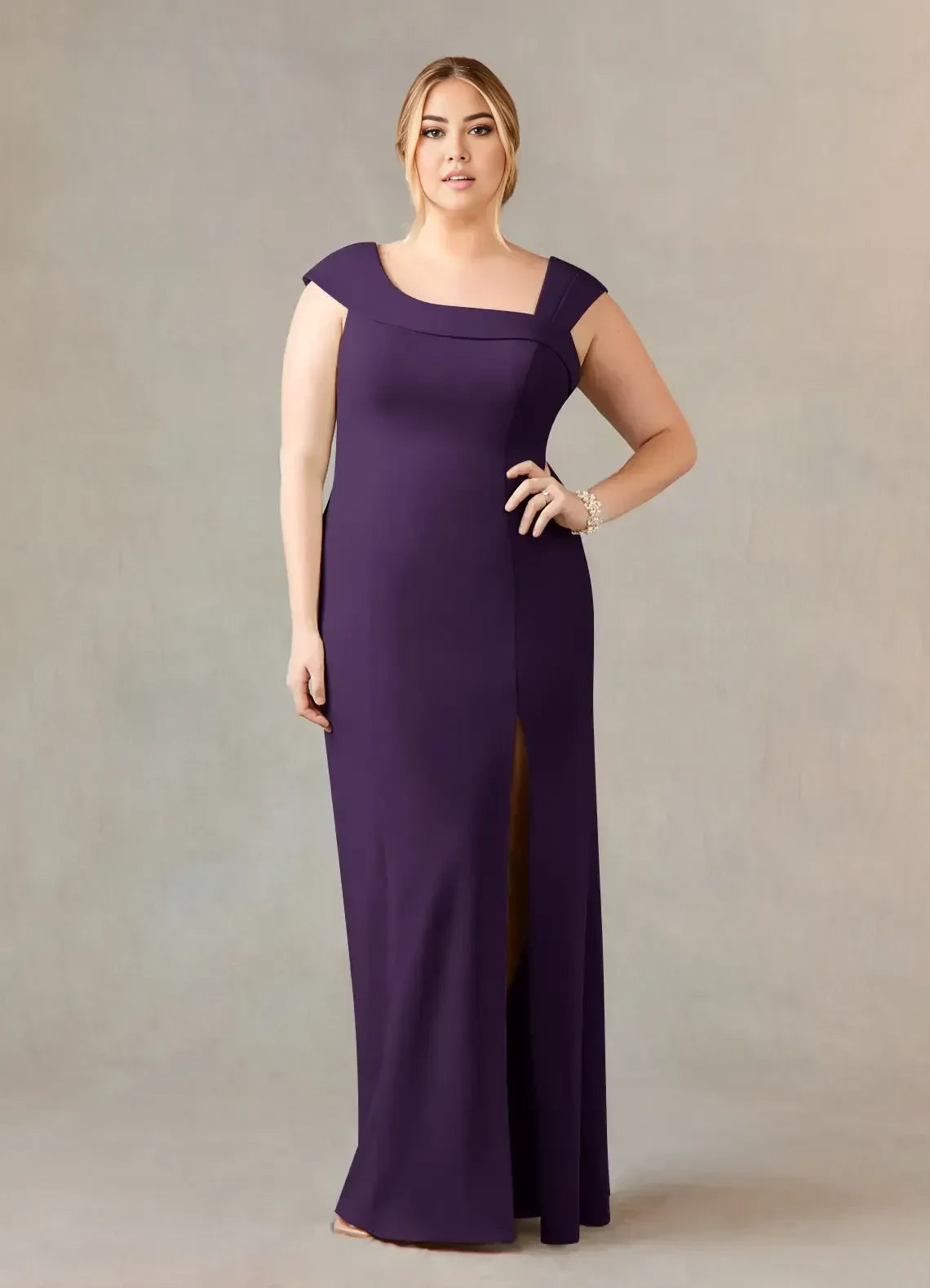 Stylish Mermaid Square Neck Sleeveless Bow Back Plus Size Floor Length Mother of the Bride Dress