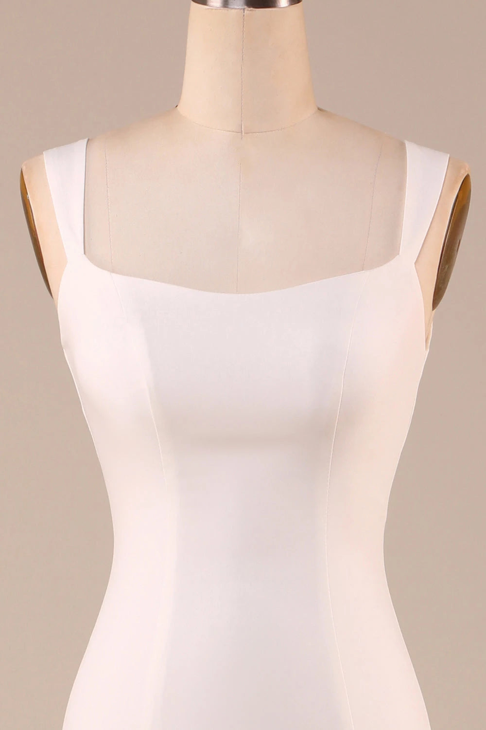 Stylish Mermaid Square Neck Sleeveless Bow Back Maxi Wedding Dress