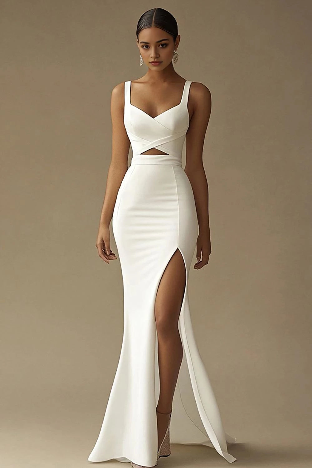 Stylish Mermaid Sweetheart Neck Sleeveless Cutout Back Floor Length Wedding Dress