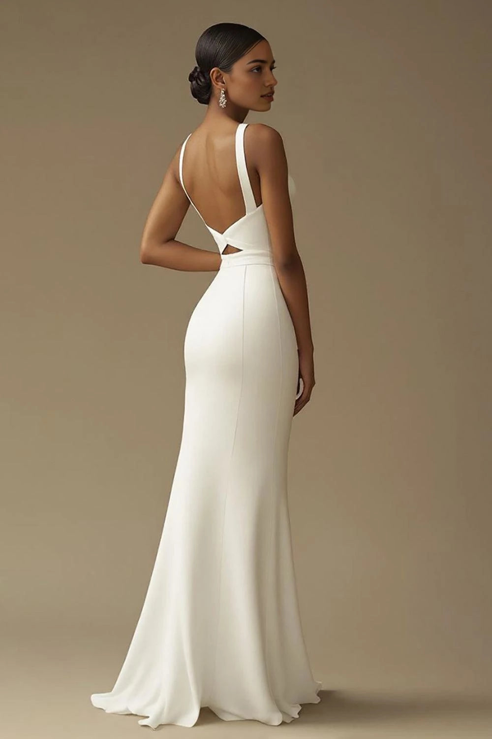 Stylish Mermaid Sweetheart Neck Sleeveless Cutout Back Floor Length Wedding Dress