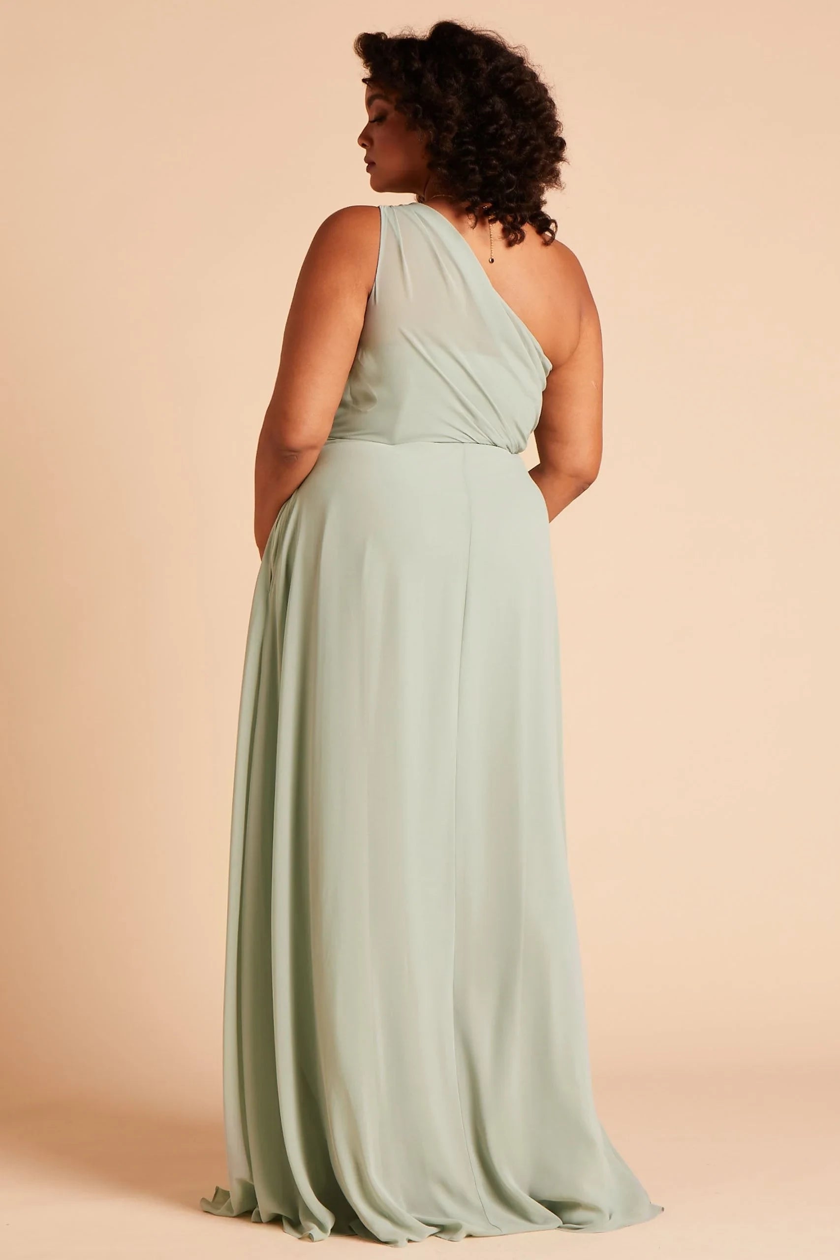 Stylish Plus - Size Sheath One Shoulder Sleeveless Open Back Floor Length Bridesmaid Dress