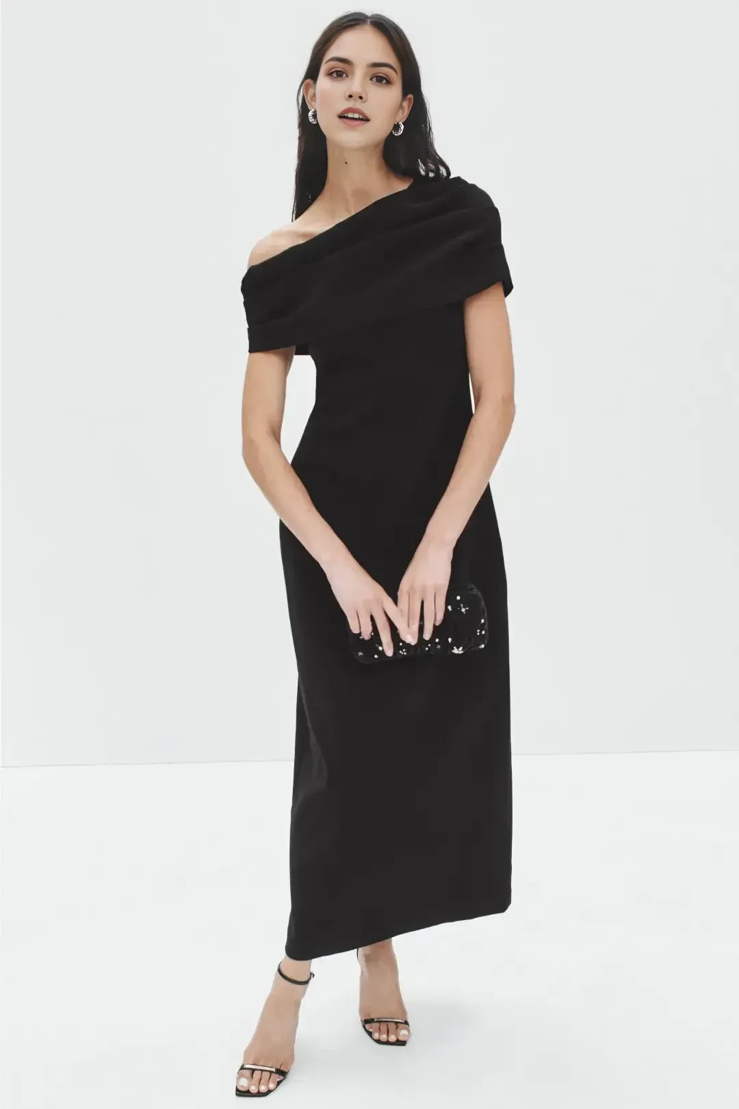 Stylish Sheath Asymmetric Neck Short Sleeve Floor Length Plus Size Prom Dress