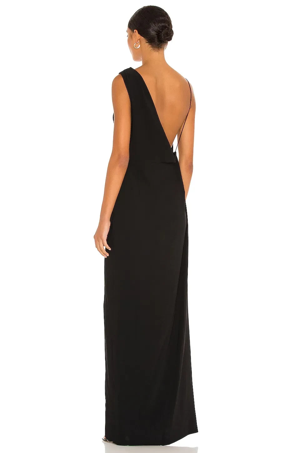 Stylish Sheath Asymmetric Shoulder Sleeveless Cutout Back Slit Front Floor Length Evening Dress
