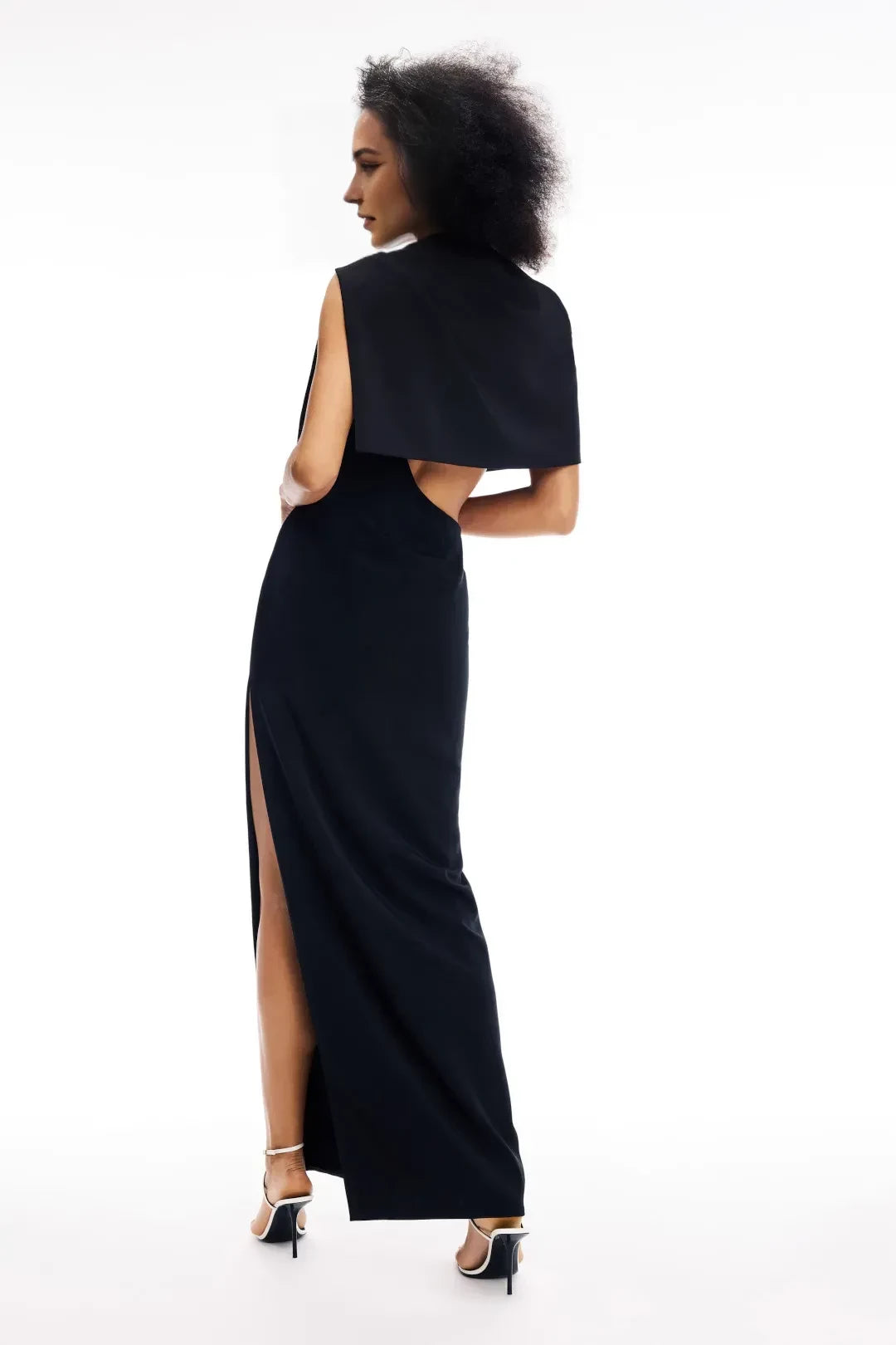 Stylish Sheath Cowl Neck Sleeveless Open Back Side Slit Floor Length Plus Size Prom Dress