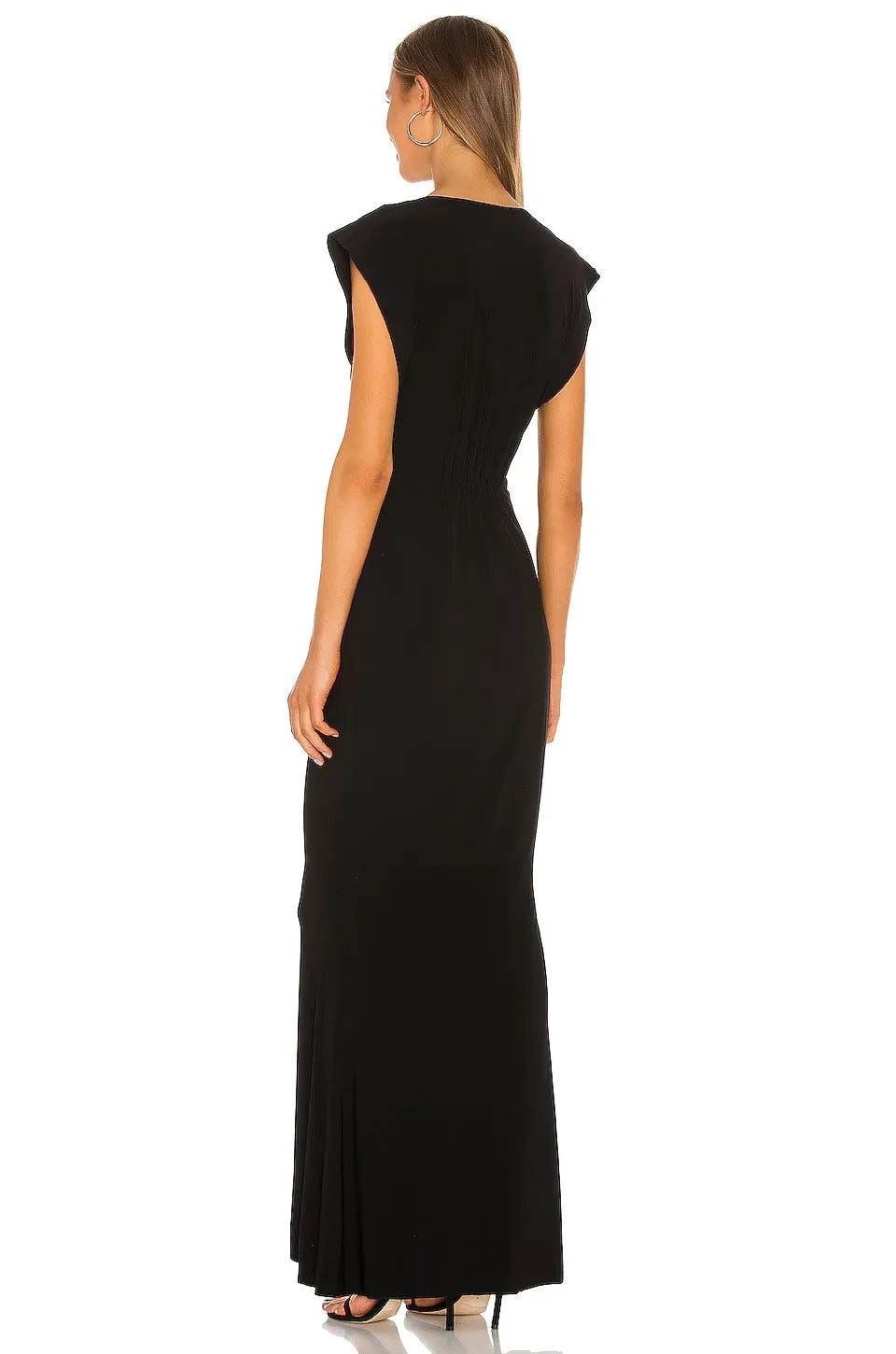 Stylish Sheath Deep V Neck Cap Sleeve Zipper Back Floor Length Evening Dress