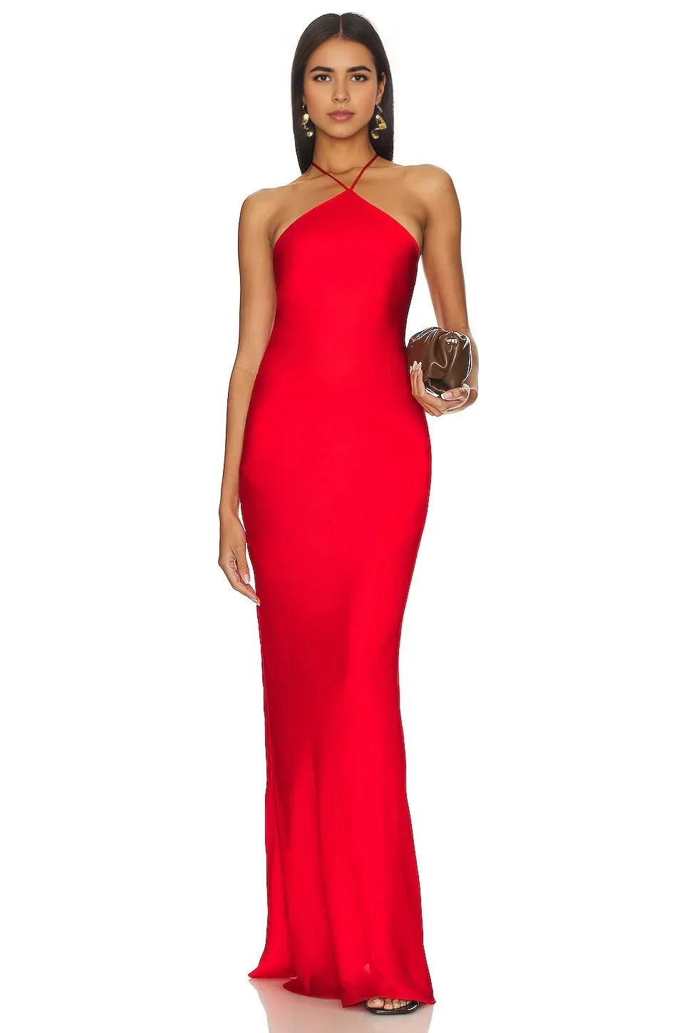 Stylish Sheath Halter Neck Sleeveless Lace Up Back Floor Length Evening Dress