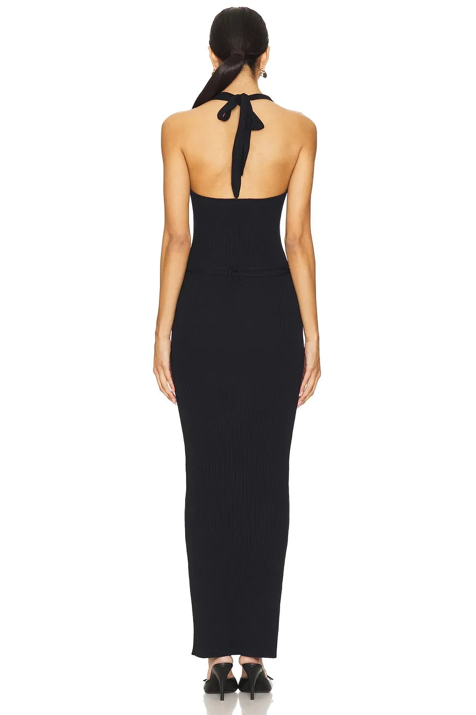 Stylish Sheath Halter Neck Sleeveless Tie Back Floor Length Evening Dress