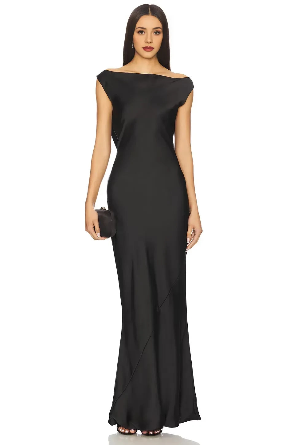 Stylish Sheath Off Shoulder Cap Sleeve Open Back Floor Length Evening Dress