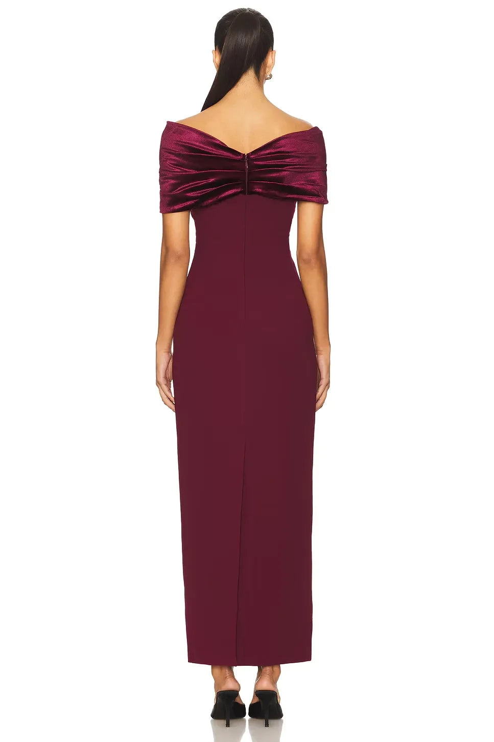 Stylish Sheath Off Shoulder Short Sleeve Bow Back Floor Length Evening Dress