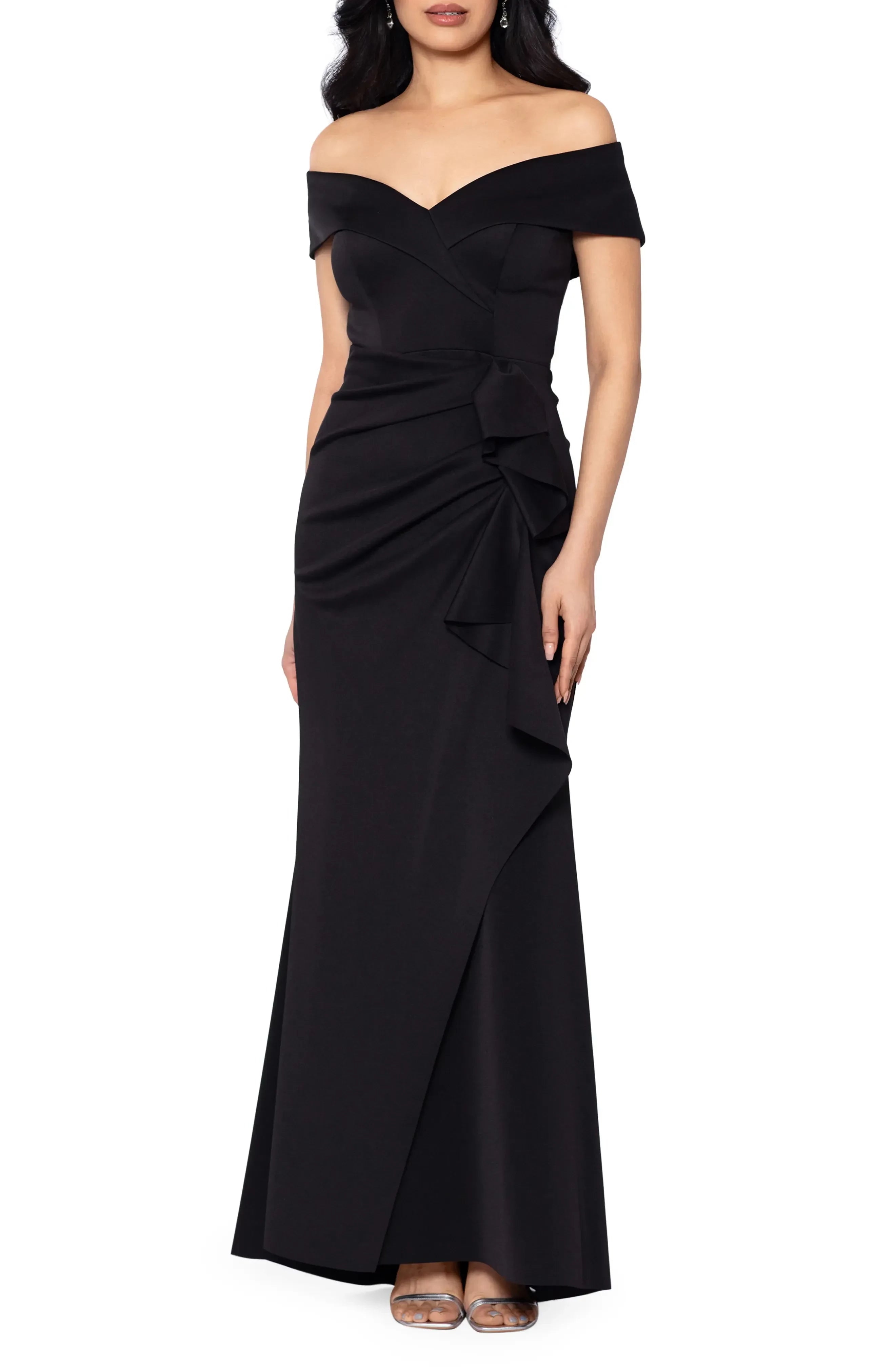 Stylish Sheath Off The Shoulder Short Sleeve Zipper Back Floor Length Evening Dress
