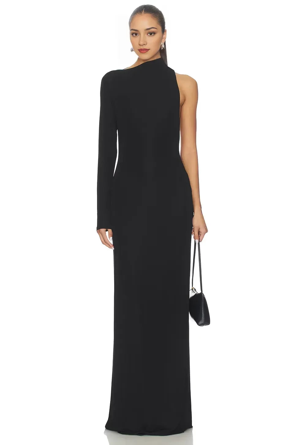 Stylish Sheath One Shoulder Long Sleeve Cutout Back Floor Length Evening Dress