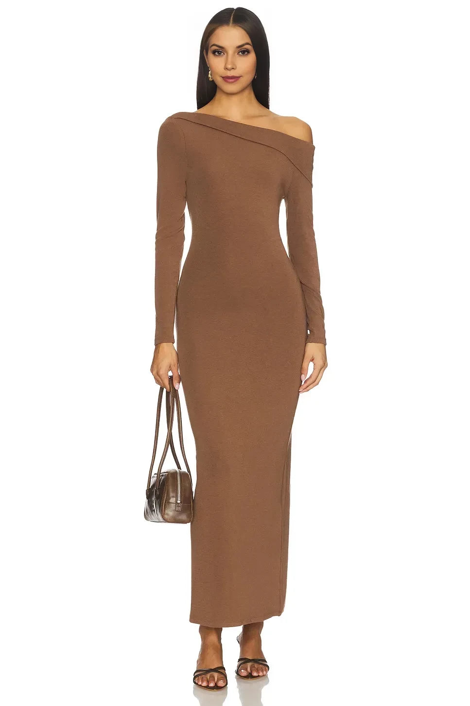 Stylish Sheath One Shoulder Long Sleeve Floor Length Evening Dress