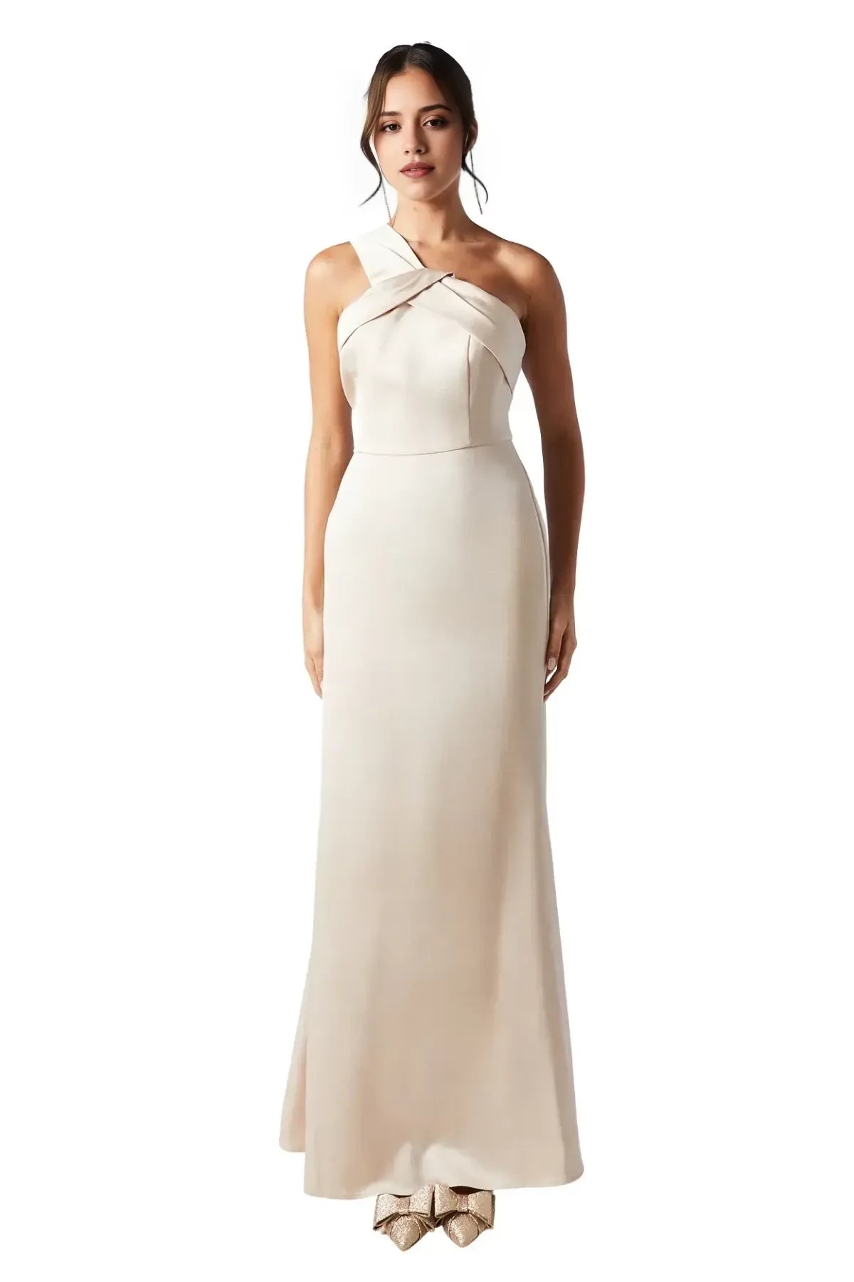 Stylish Sheath One Shoulder Sleeveless Zipper Back Floor Length Bridesmaid Dress