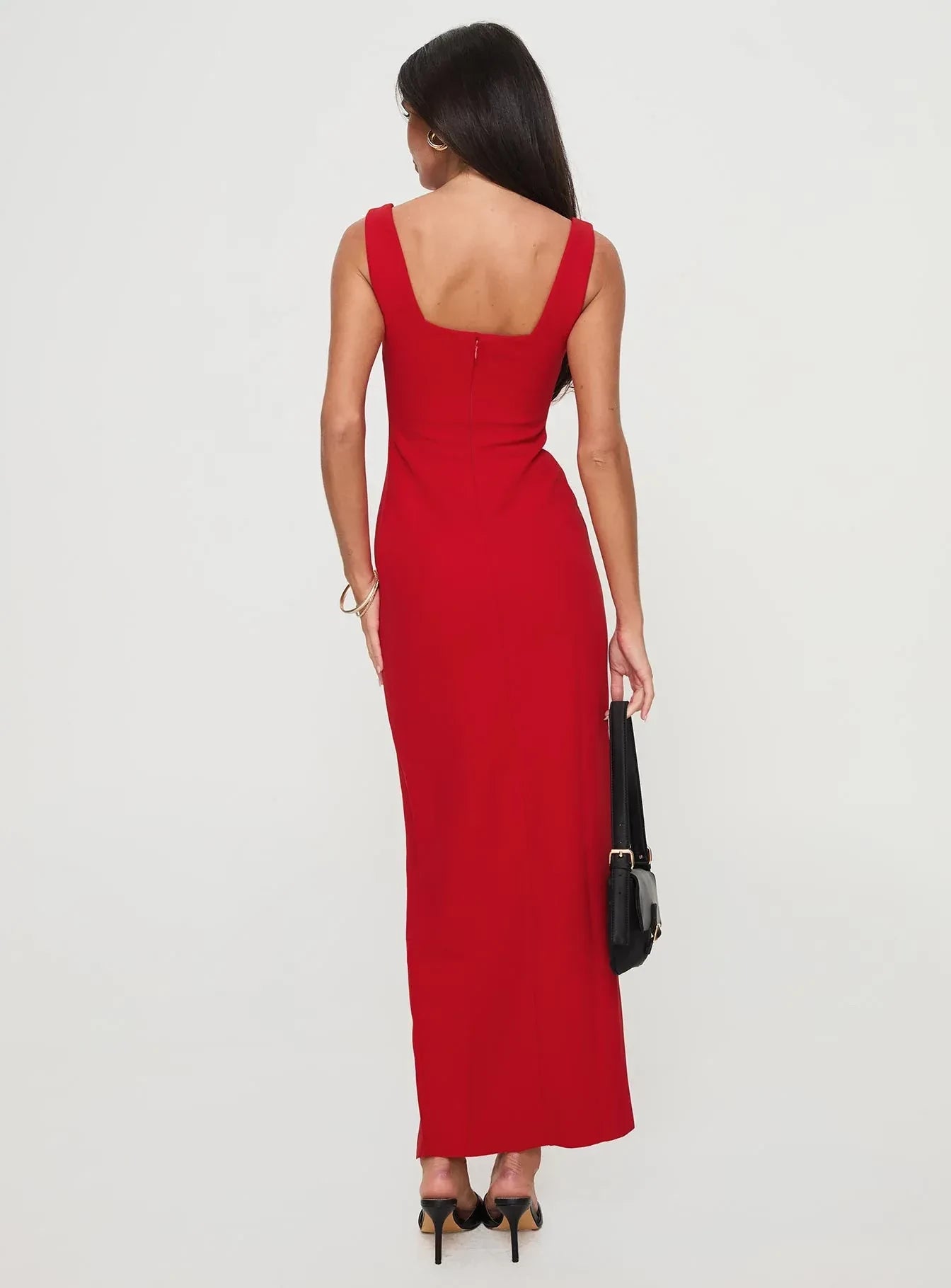 Stylish Sheath Square Neck Sleeveless Open Back Floor Length Evening Dress