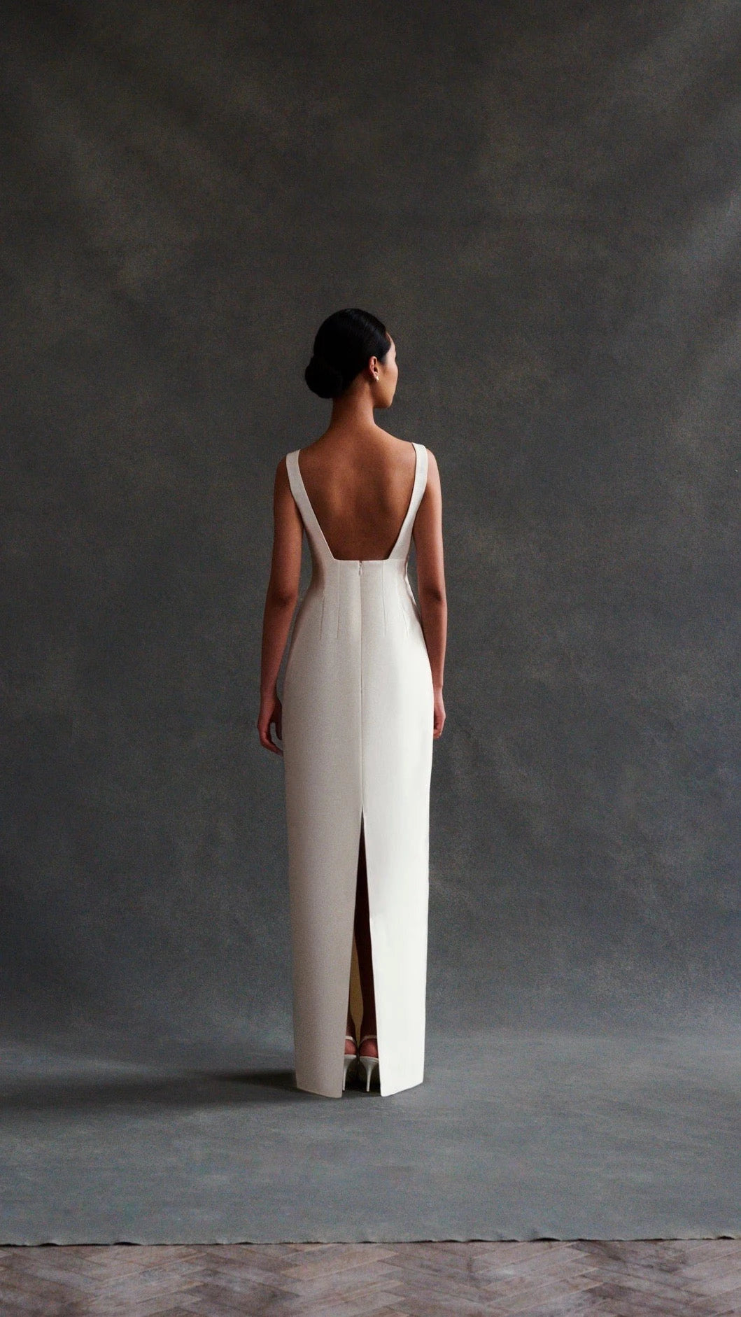 Stylish Sheath Square Neck Sleeveless Open Back Floor Length Wedding Dress