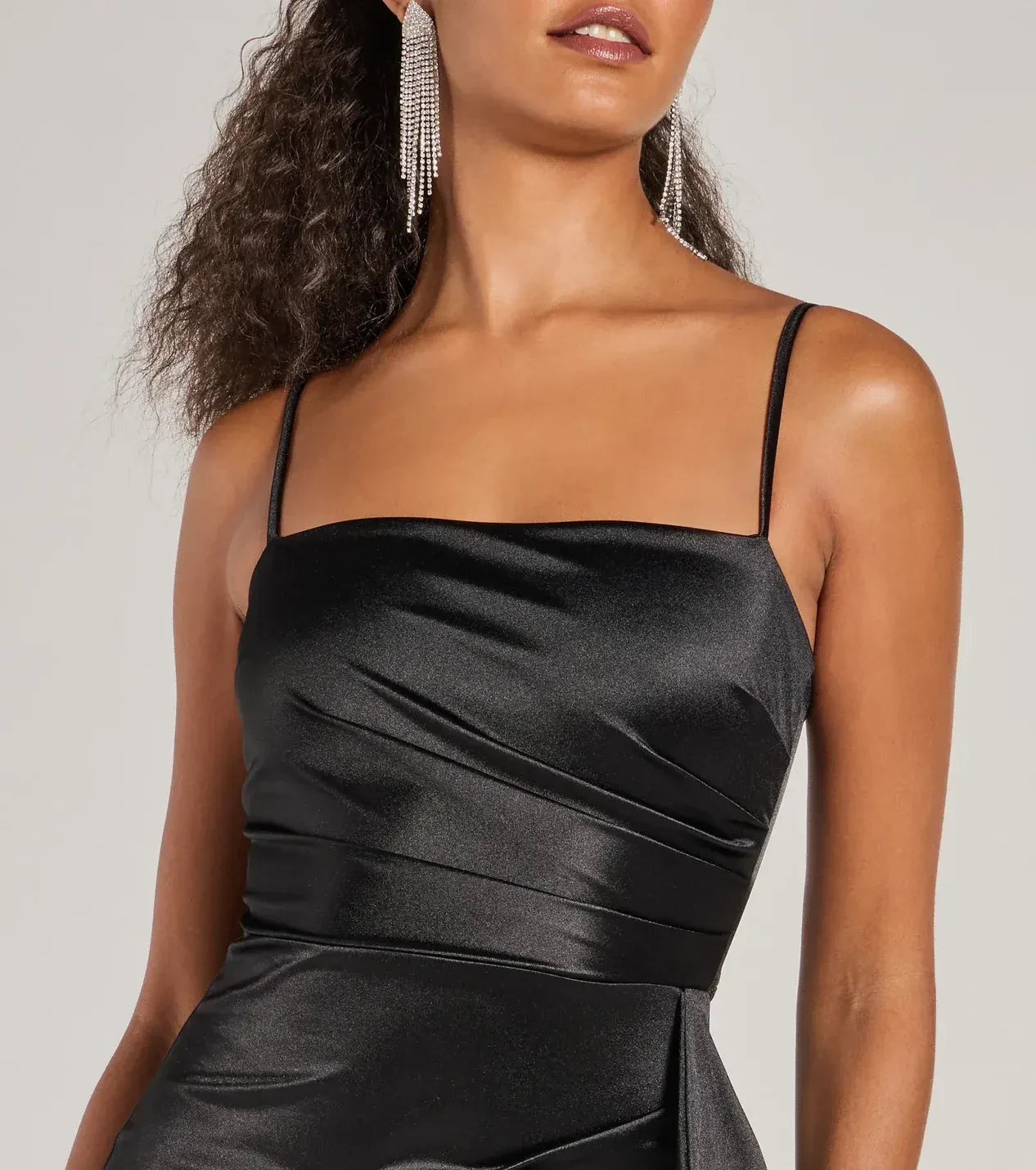 Stylish Sheath Square Neck Sleeveless Ruffle Side Zipper Back Floor Length Prom Dress